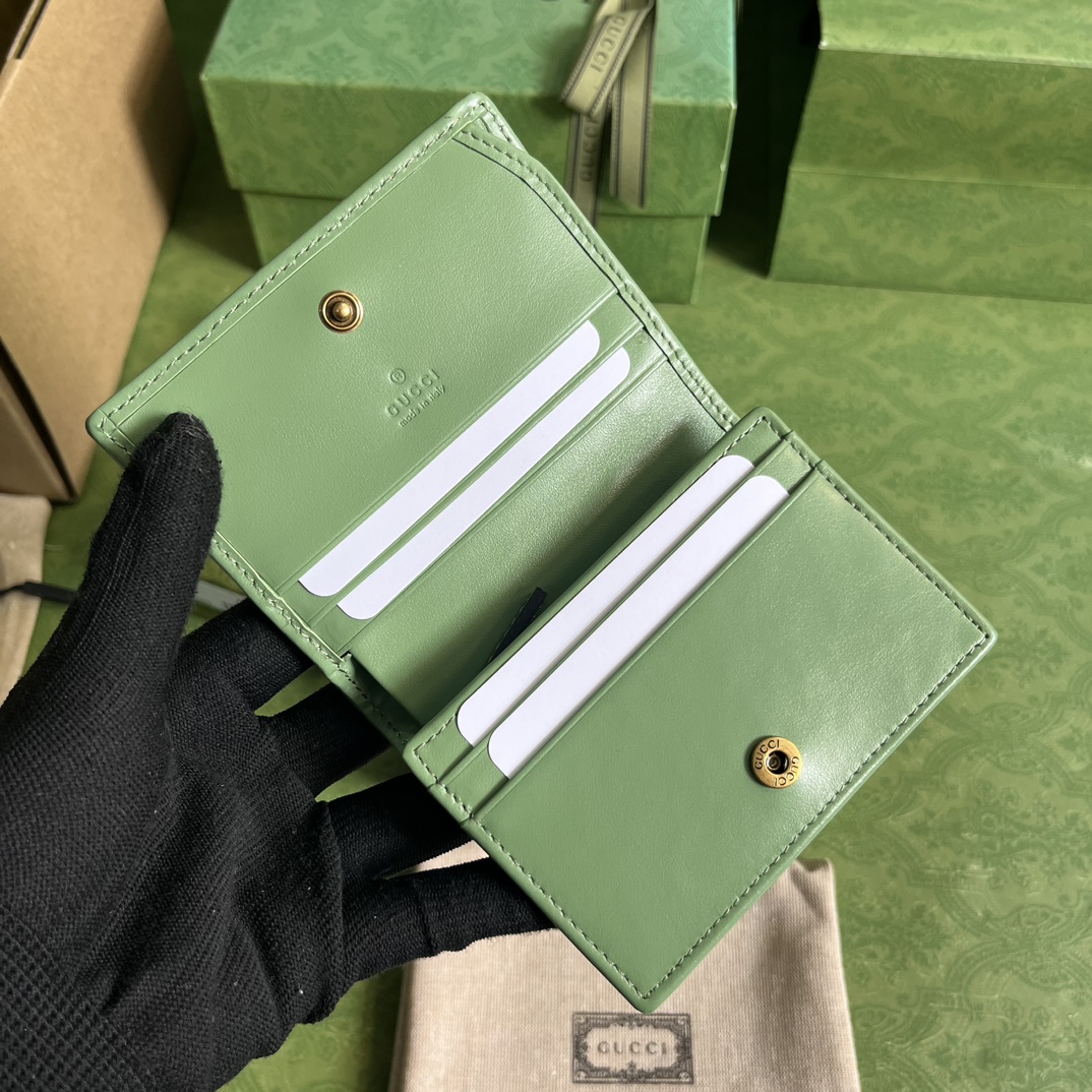 Bagsaaa Gvc*1 GG Marmont matelassé card case wallet sage green - 11 x 8.5 x 3cm