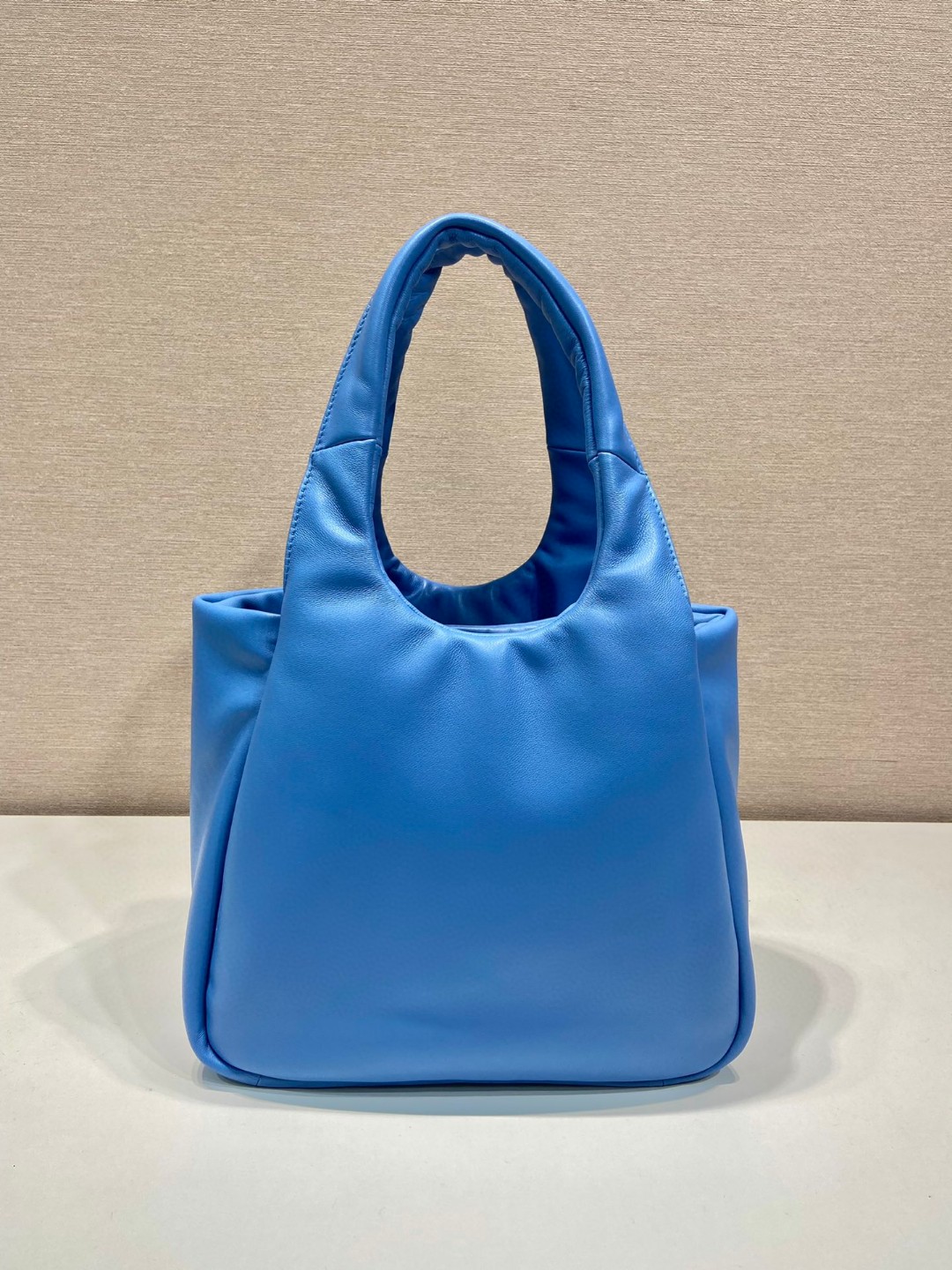 Bagsaaa Pra*a padded Pra*a Soft nappa-leather blue bag - 30*26*17cm