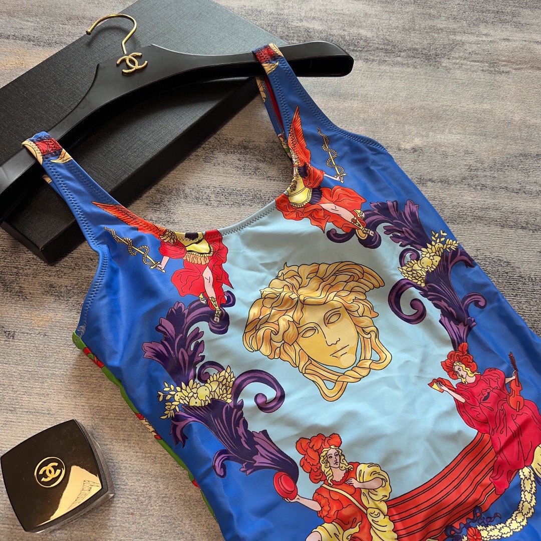 Bagsaaa Versace Medusa Blue Swimsuit