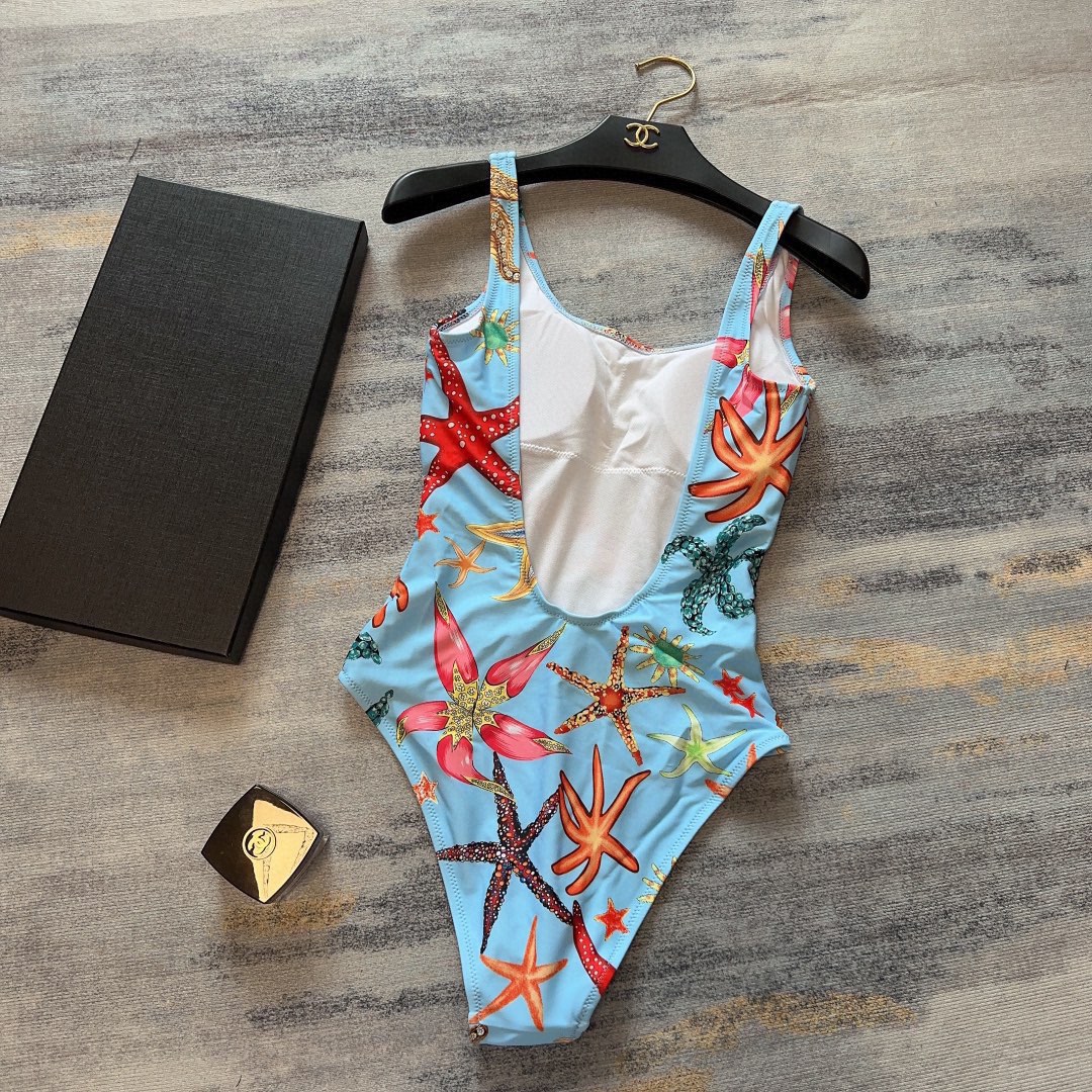 Bagsaaa Versace Tresor De La Mer One-Piece Swimsuit Azzurro Multicolor