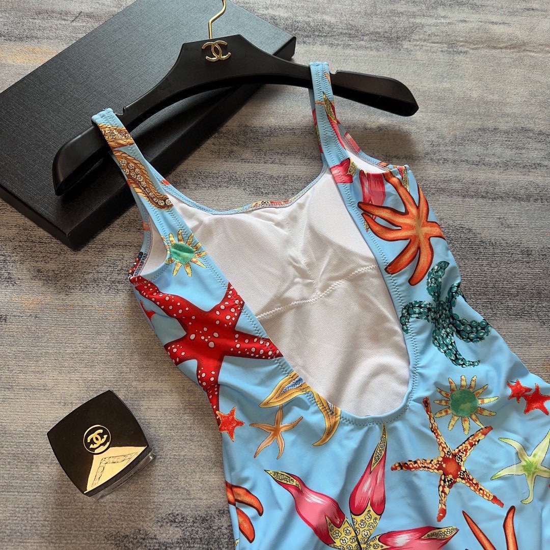 Bagsaaa Versace Tresor De La Mer One-Piece Swimsuit Azzurro Multicolor