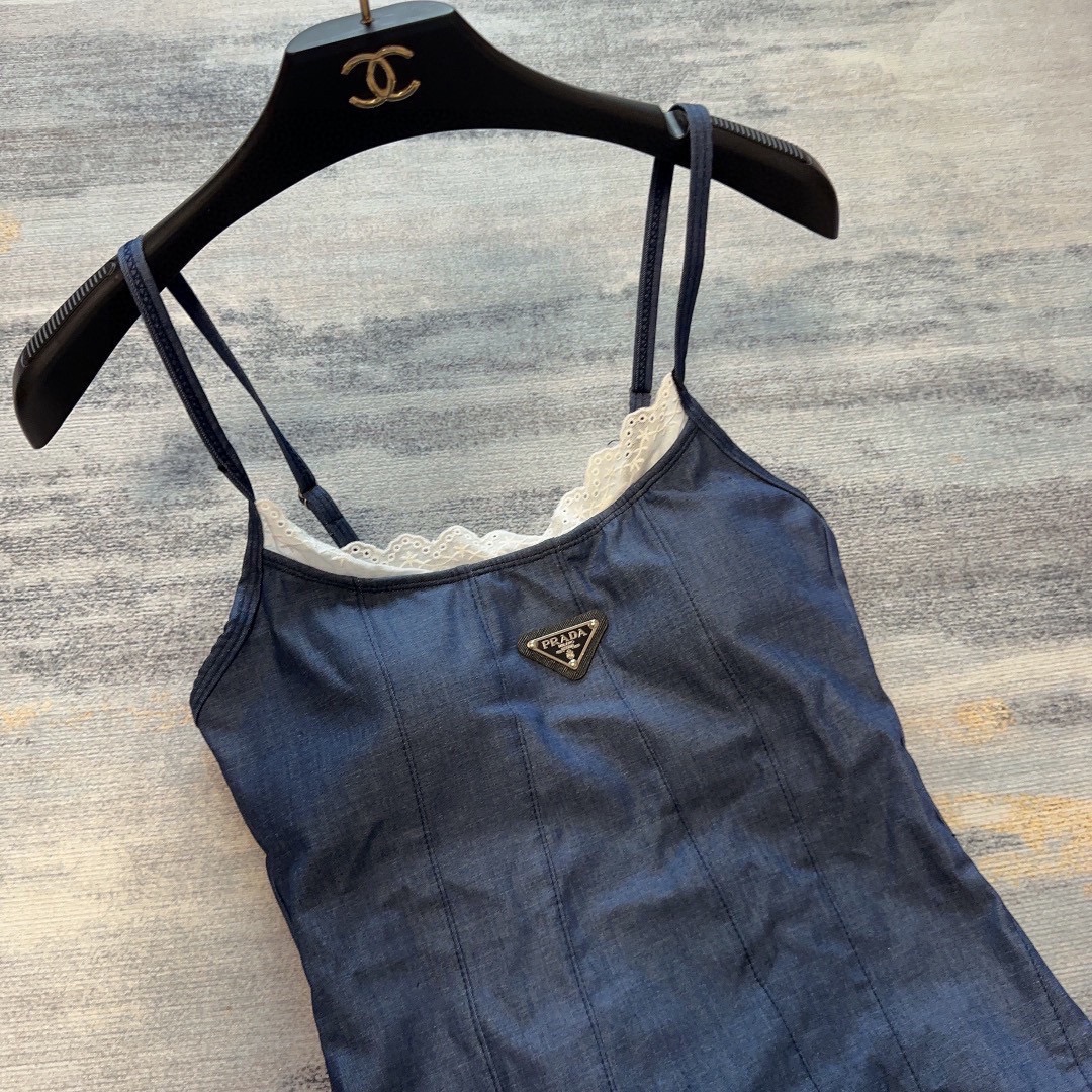 Bagsaaa Pra*a One Piece Blue Denim 