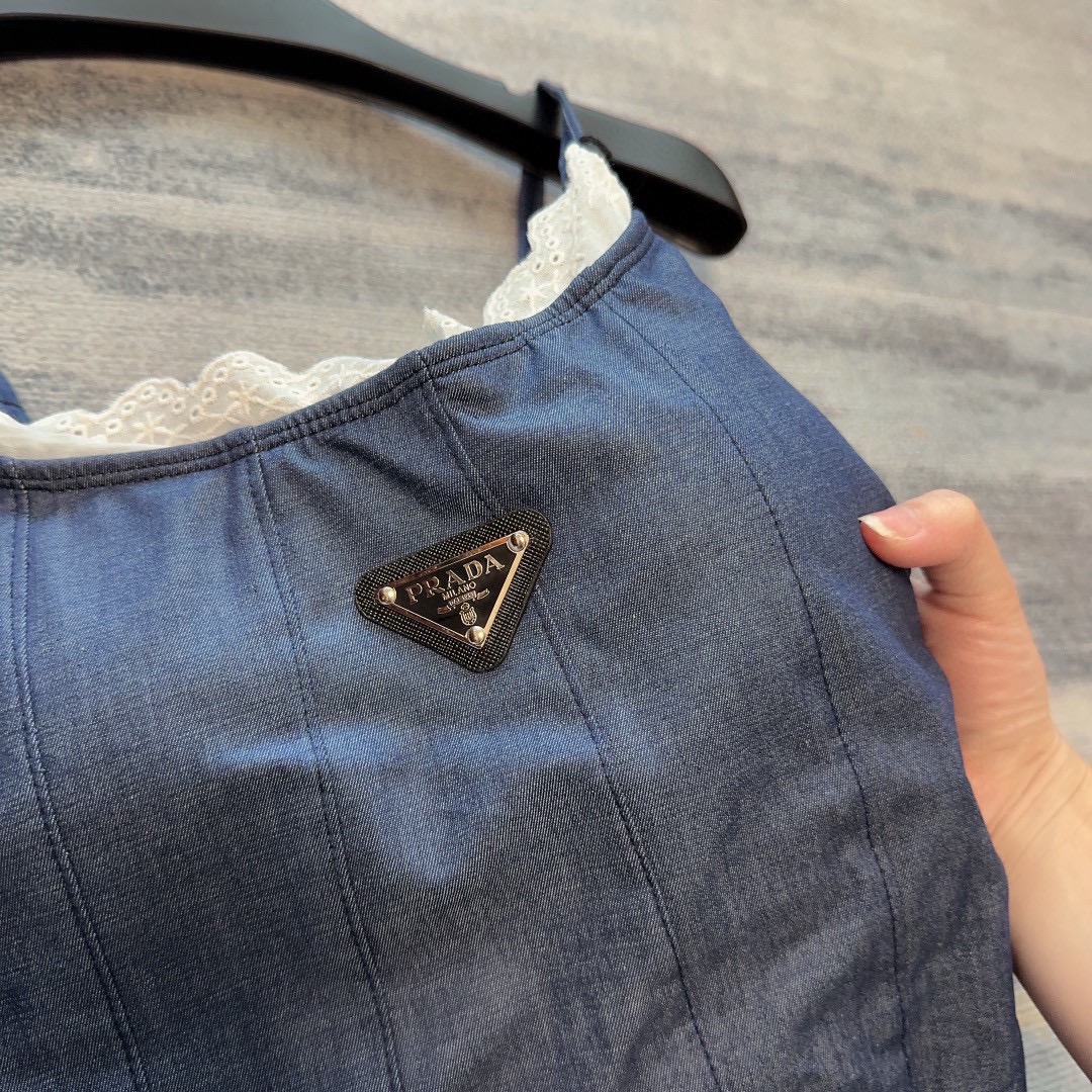 Bagsaaa Pra*a One Piece Blue Denim 