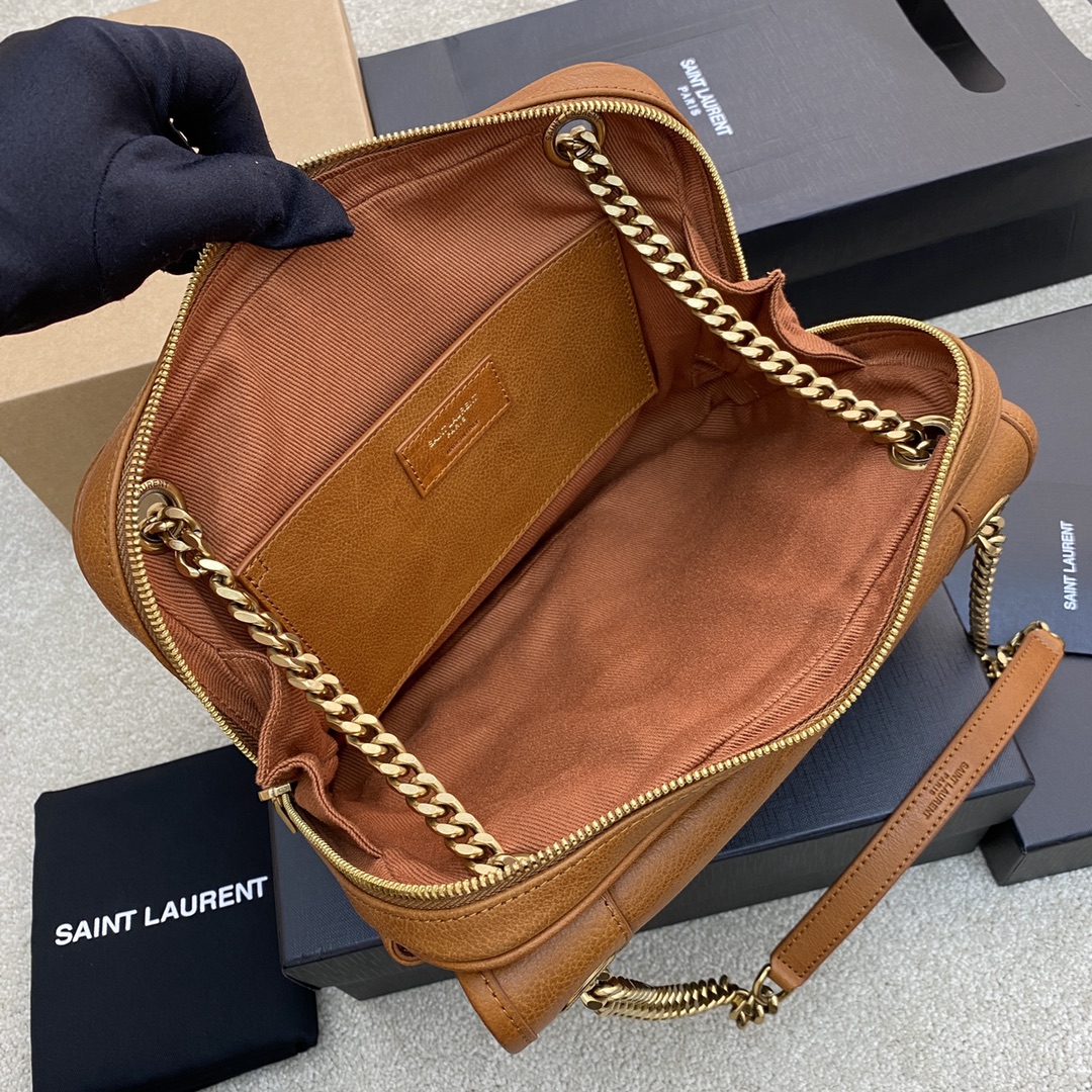 Bagsaaa Y51 Brown Niki Medium Leather Shoulder Bag - 26×19×7.5x13cm