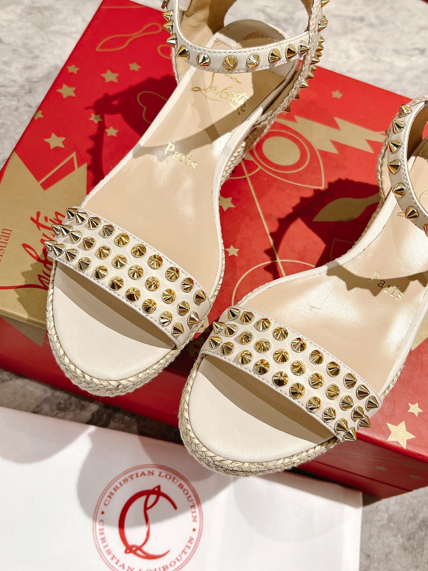 Bagsaaa Chr1st1an Louboutin Madmonica Flat Wedge Sandals Grey