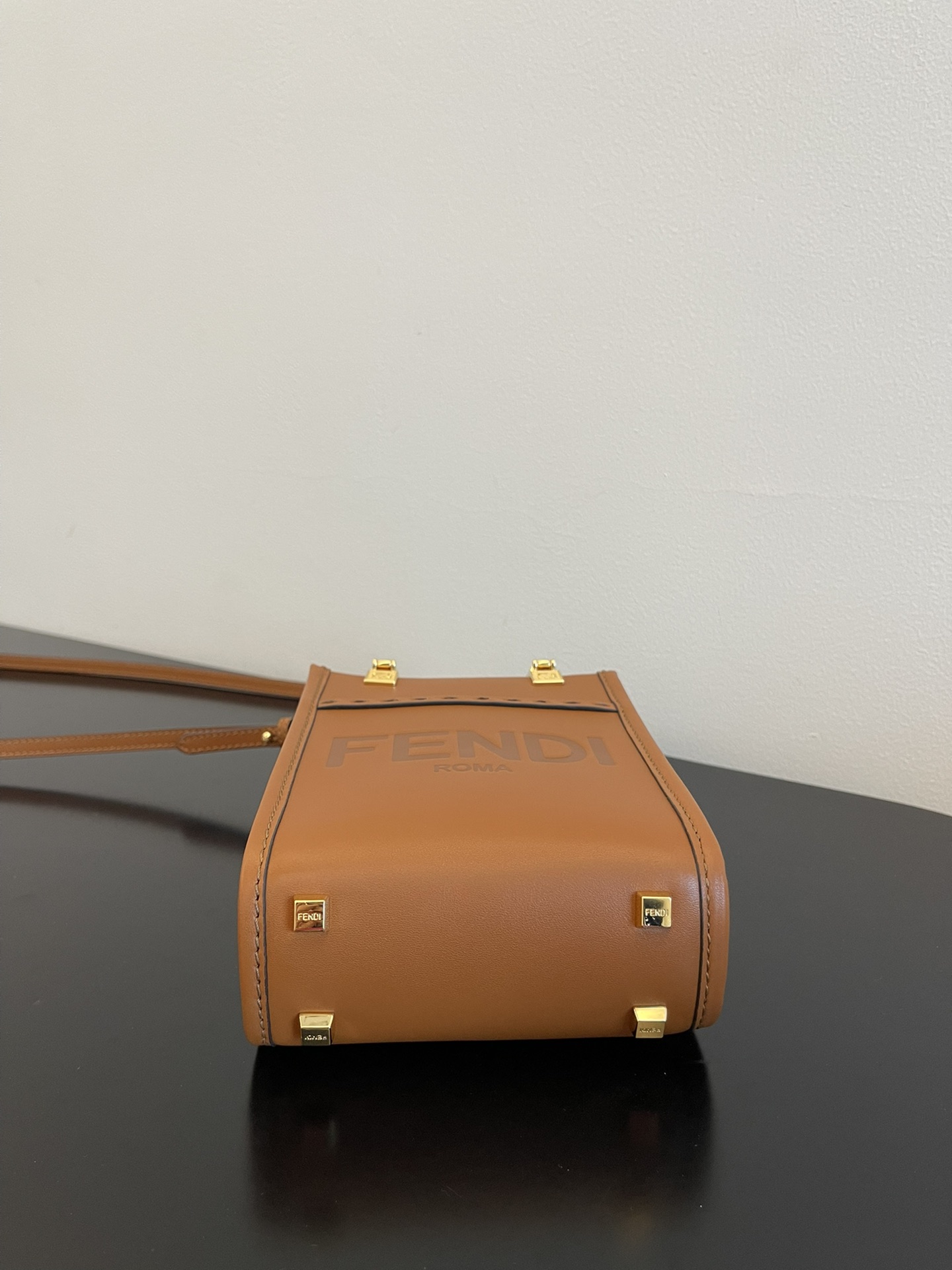 Bagsaaa F**di Mini Sunshine Shopper Brown Leather - 18x13x6.5cm
