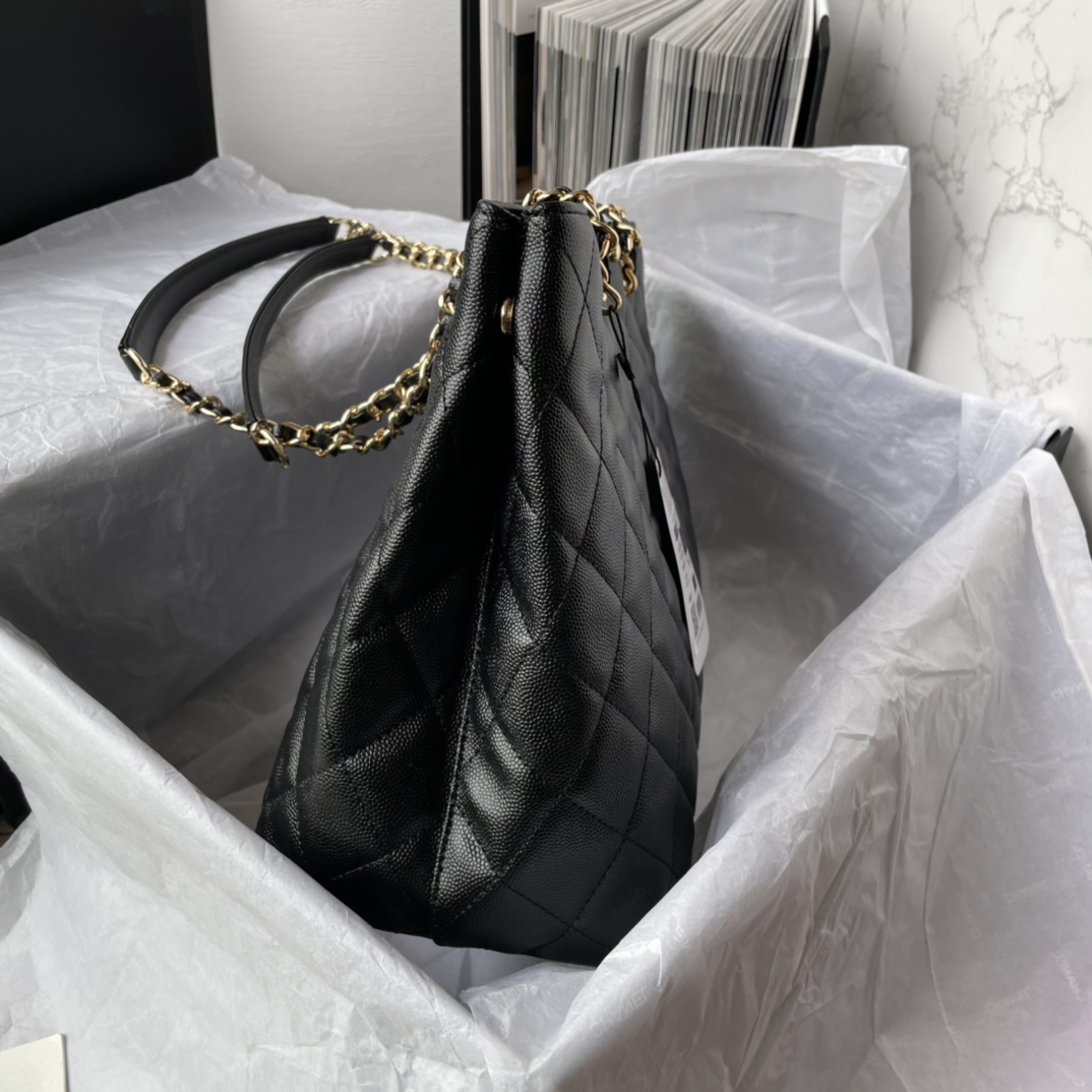 Bagsaaa Ch**el Black Quilted Caviar Tote - 31*23*14cm