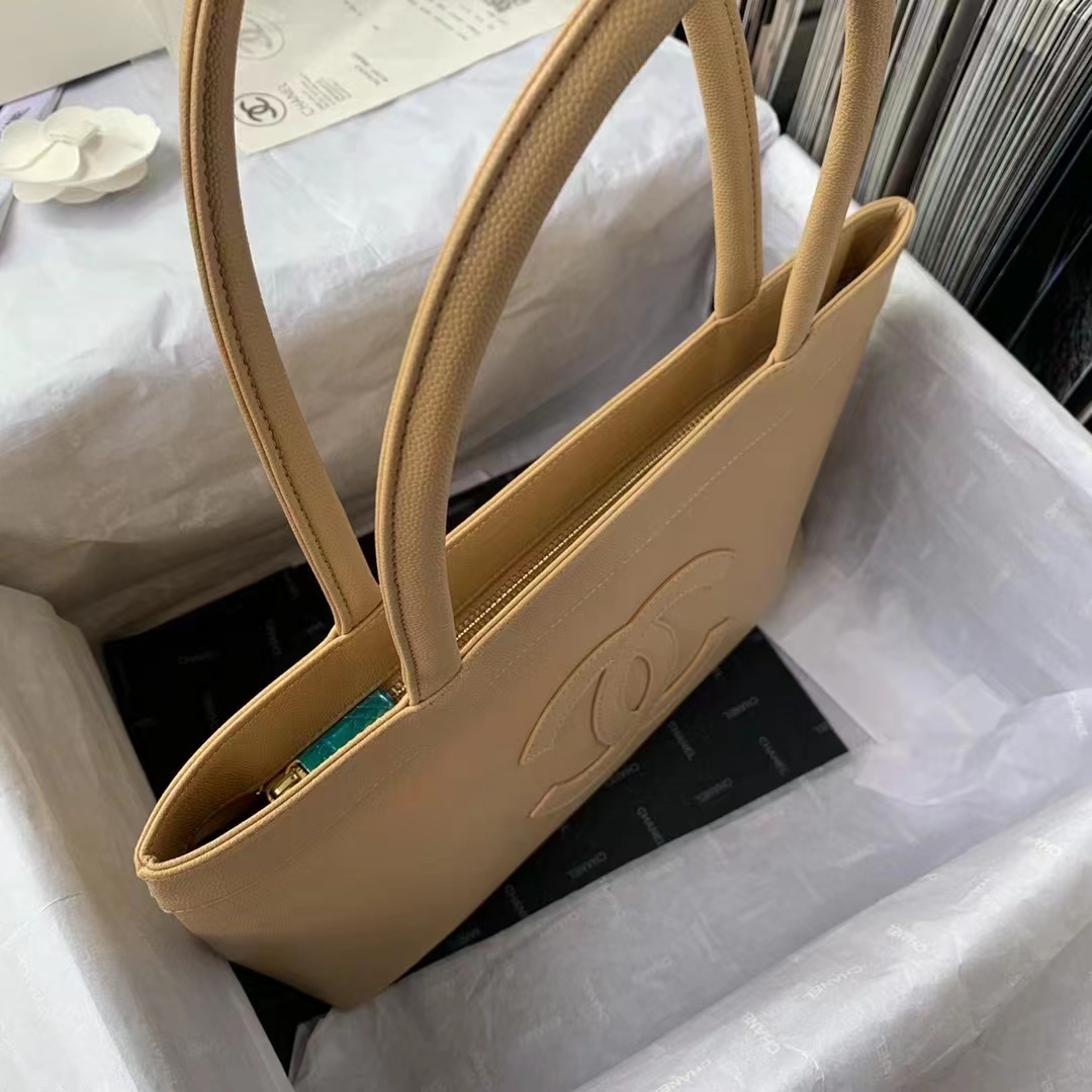 Bagsaaa Ch**el Vintage CC Open Beige Tote - 30*21*8cm