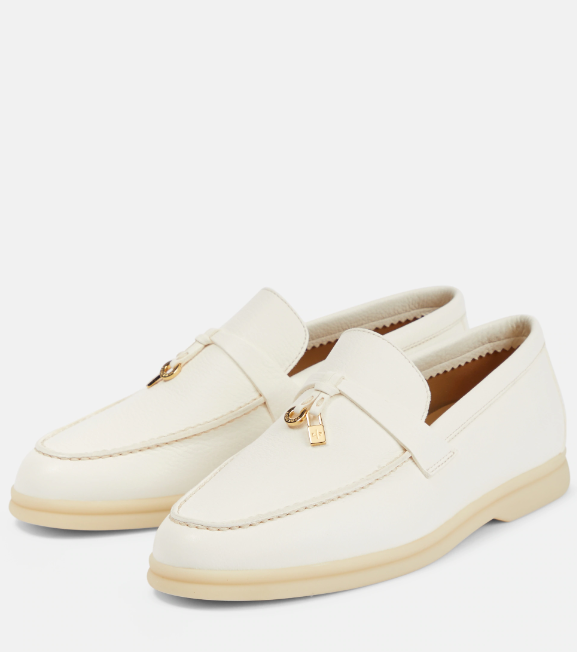 Bagsaaa Lora Pina Charm Summer Walk White Leather Loafer 