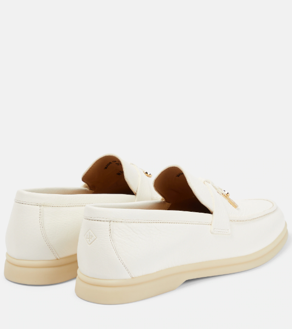 Bagsaaa Lora Pina Charm Summer Walk White Leather Loafer 