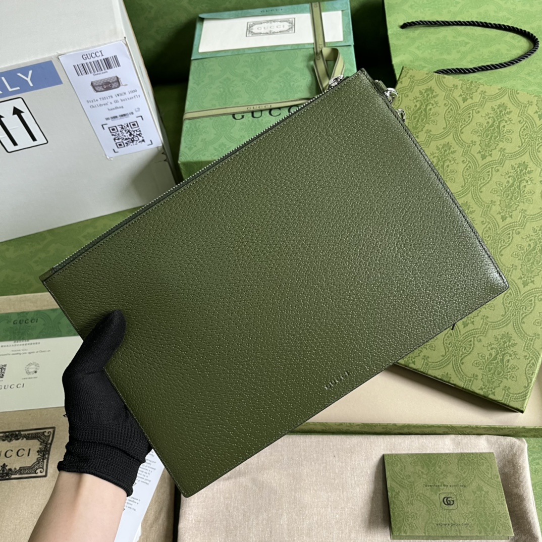 Bagsaaa Gvc*1 GG Marmont Pouch Green Leather - 30.5x 21x 1.5cm
