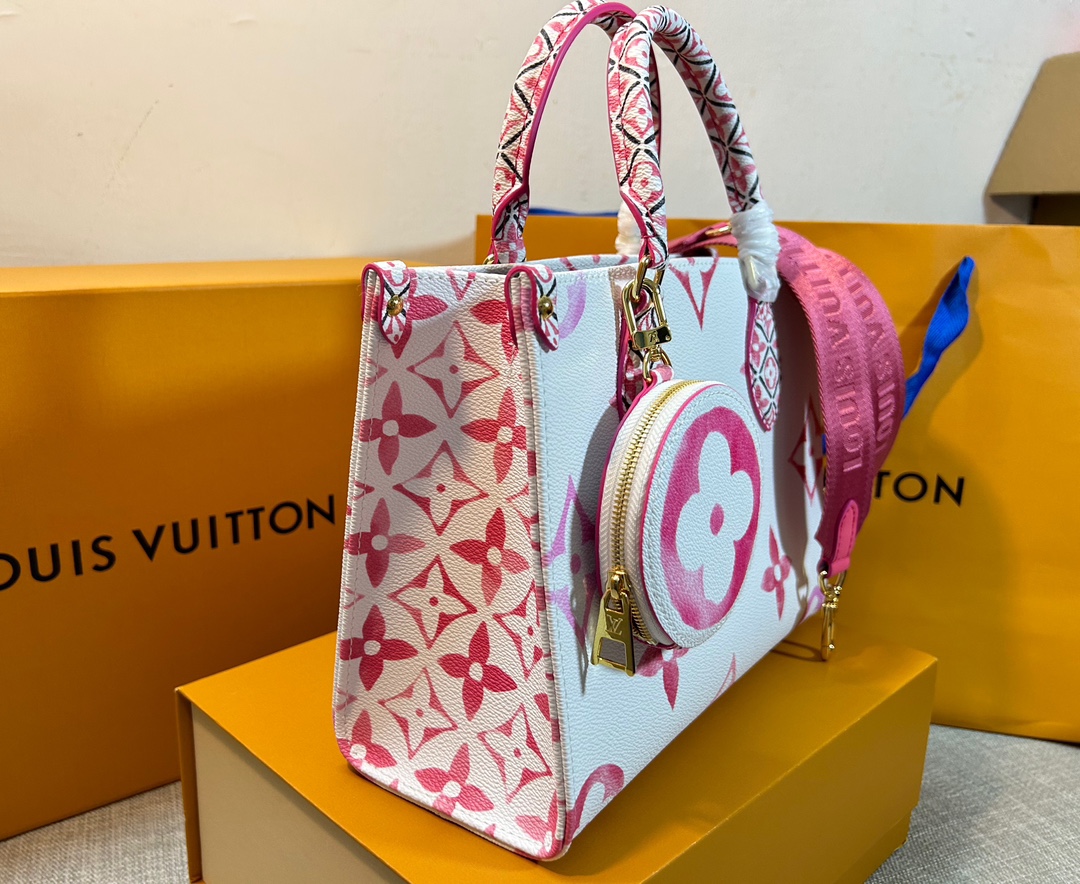 Bagsaaa L0vis Vvtt0n Onthego PM Pink Monogram Canvas - 25 x 19 x 11.5 cm