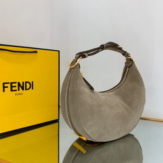 Bagsaaa F**di Medium Graphy In Suede Brown - 10×29×24.5cm