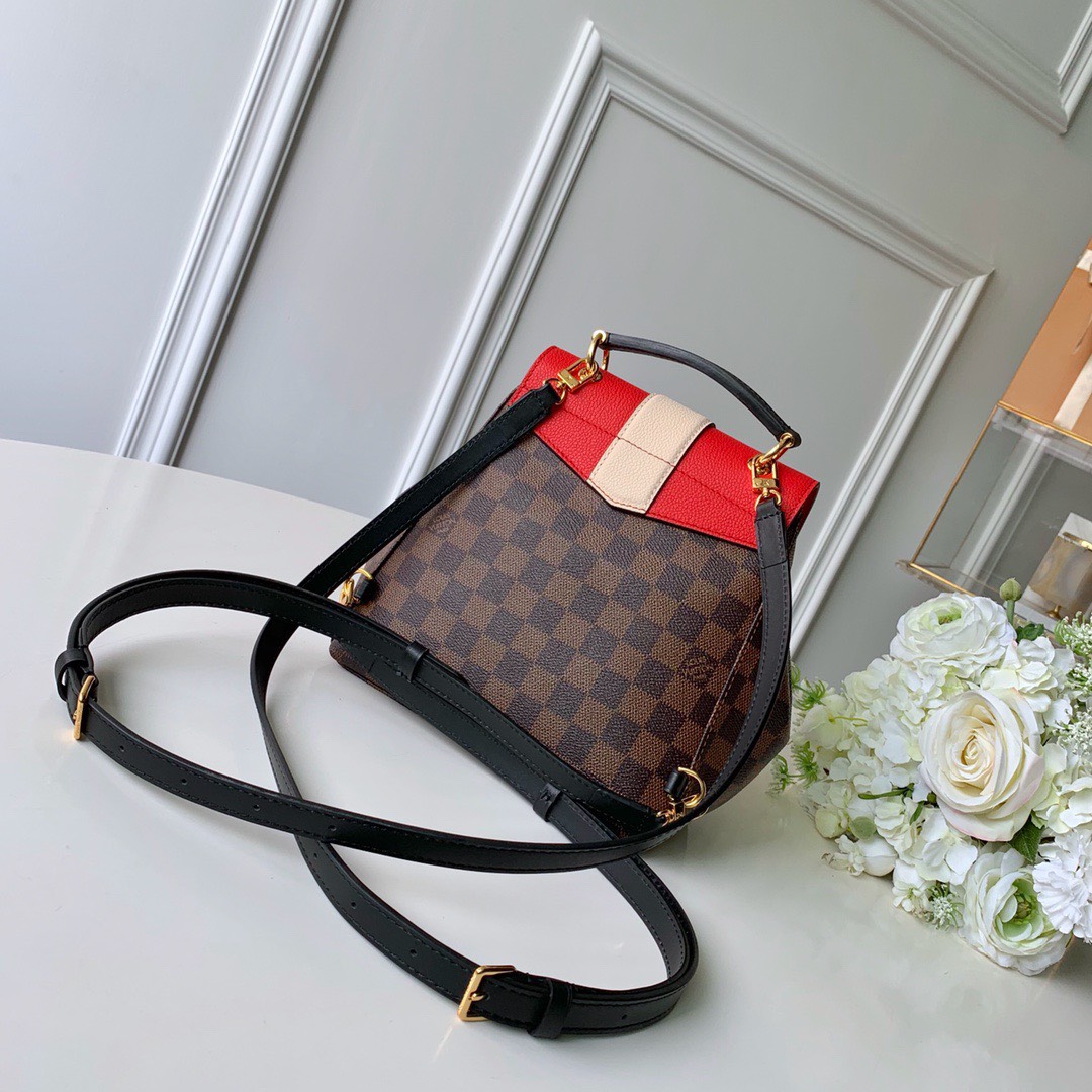 Bagsaaa L0vis Vvtt0n Clapton Damier Ebene Canvas Backpack Red - 21x21x11cm