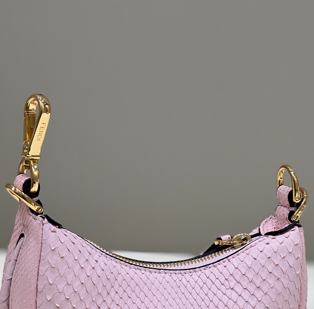 Bagsaaa F**di Nano Graphy In Pink Pythin Leather - 16.5x14x5cm