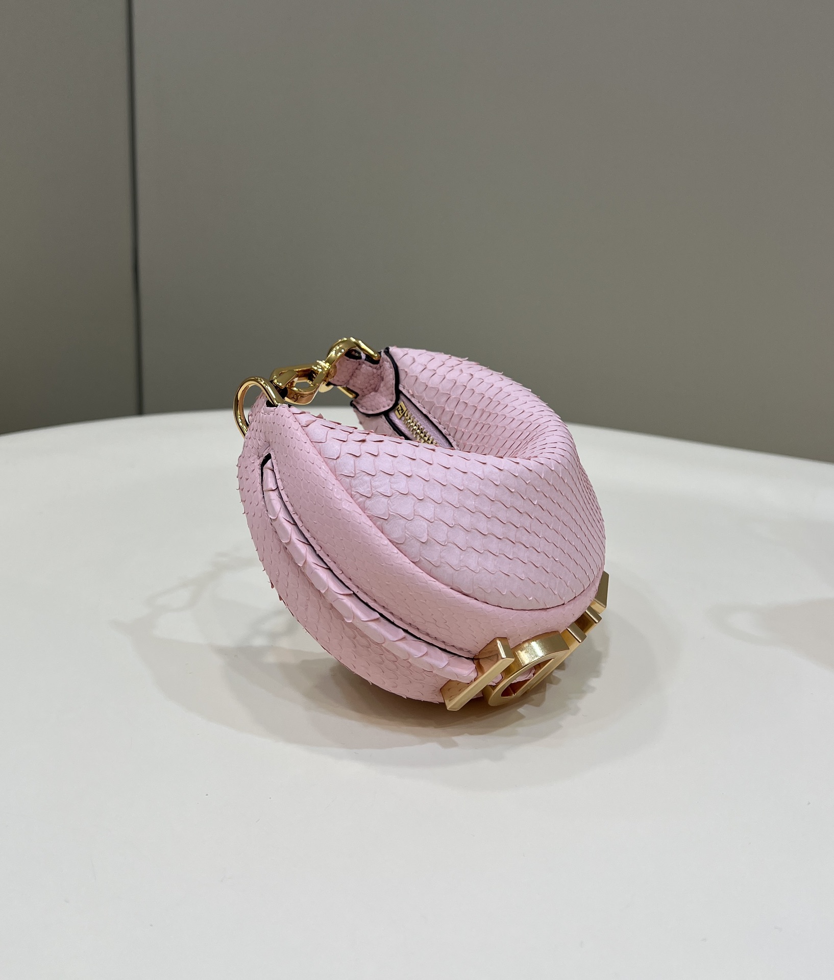 Bagsaaa F**di Nano Graphy In Pink Pythin Leather - 16.5x14x5cm