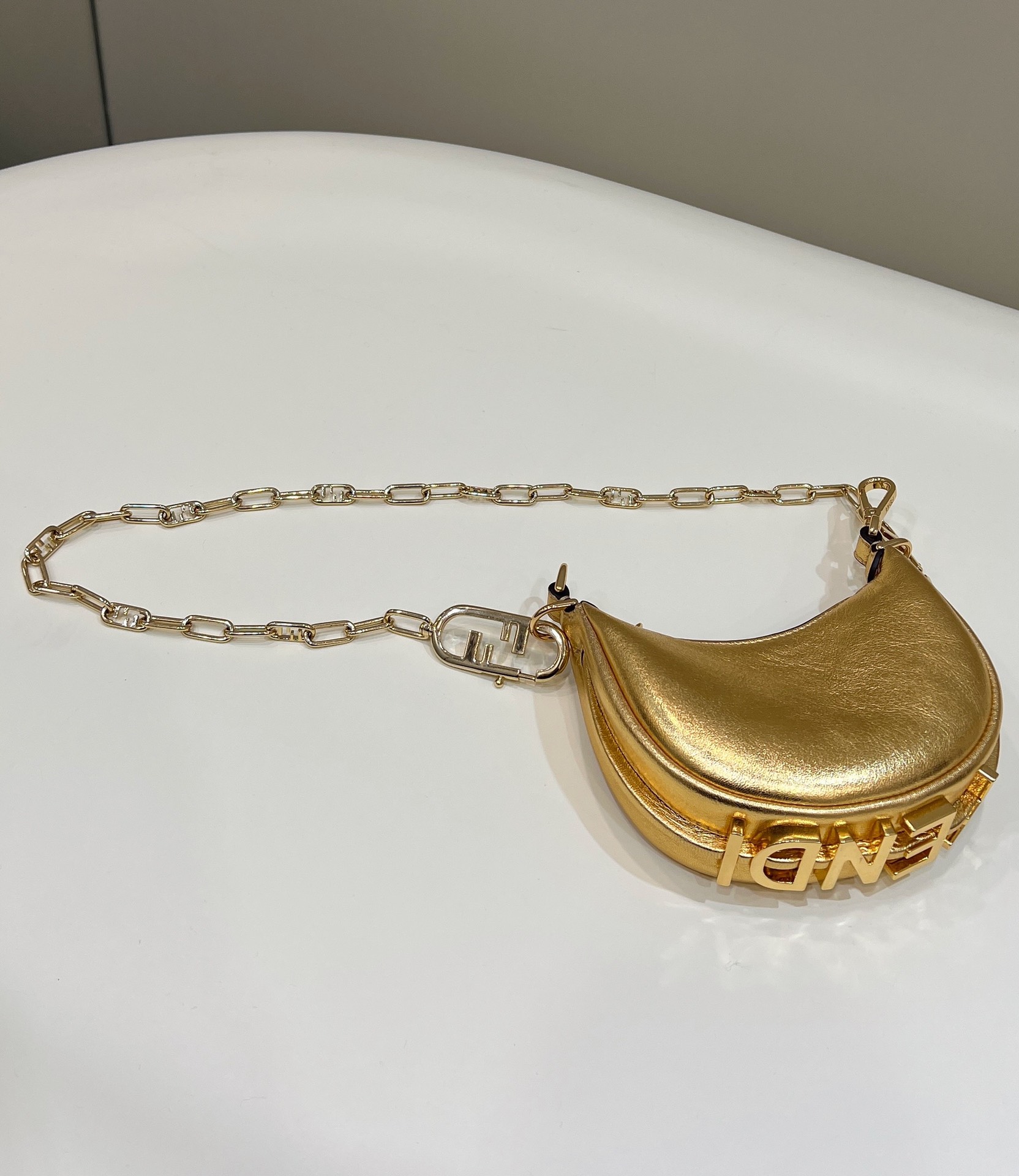 Bagsaaa F**di Nano Graphy In Gold - 16.5x14x5cm