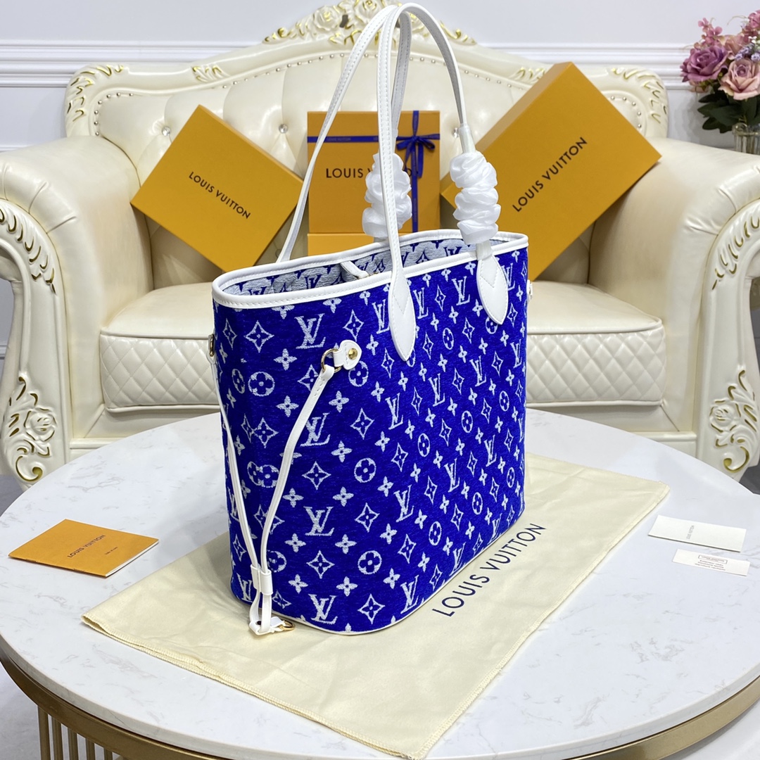 Bagsaaa L0vis Vvtt0n Neverfull MM Jacquard Velvet Blue - 31x28x14cm