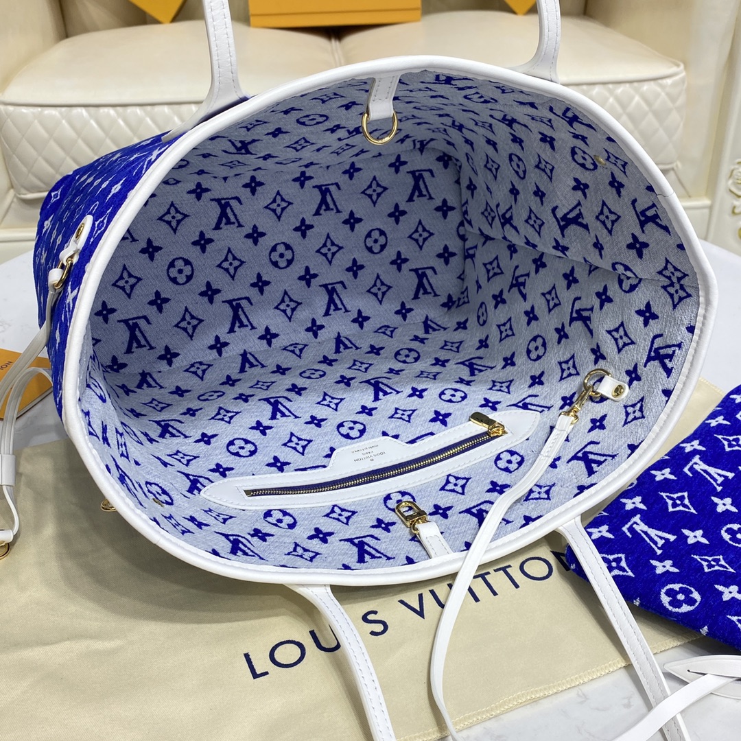 Bagsaaa L0vis Vvtt0n Neverfull MM Jacquard Velvet Blue - 31x28x14cm