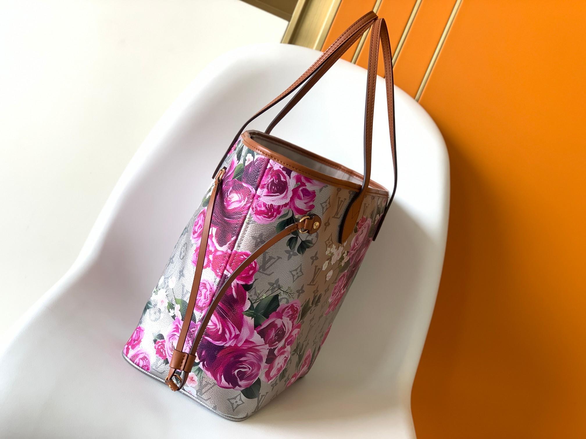 Bagsaaa L0vis Vvtt0n Neverfull MM Flower Silver Pattern - 31x28x14cm