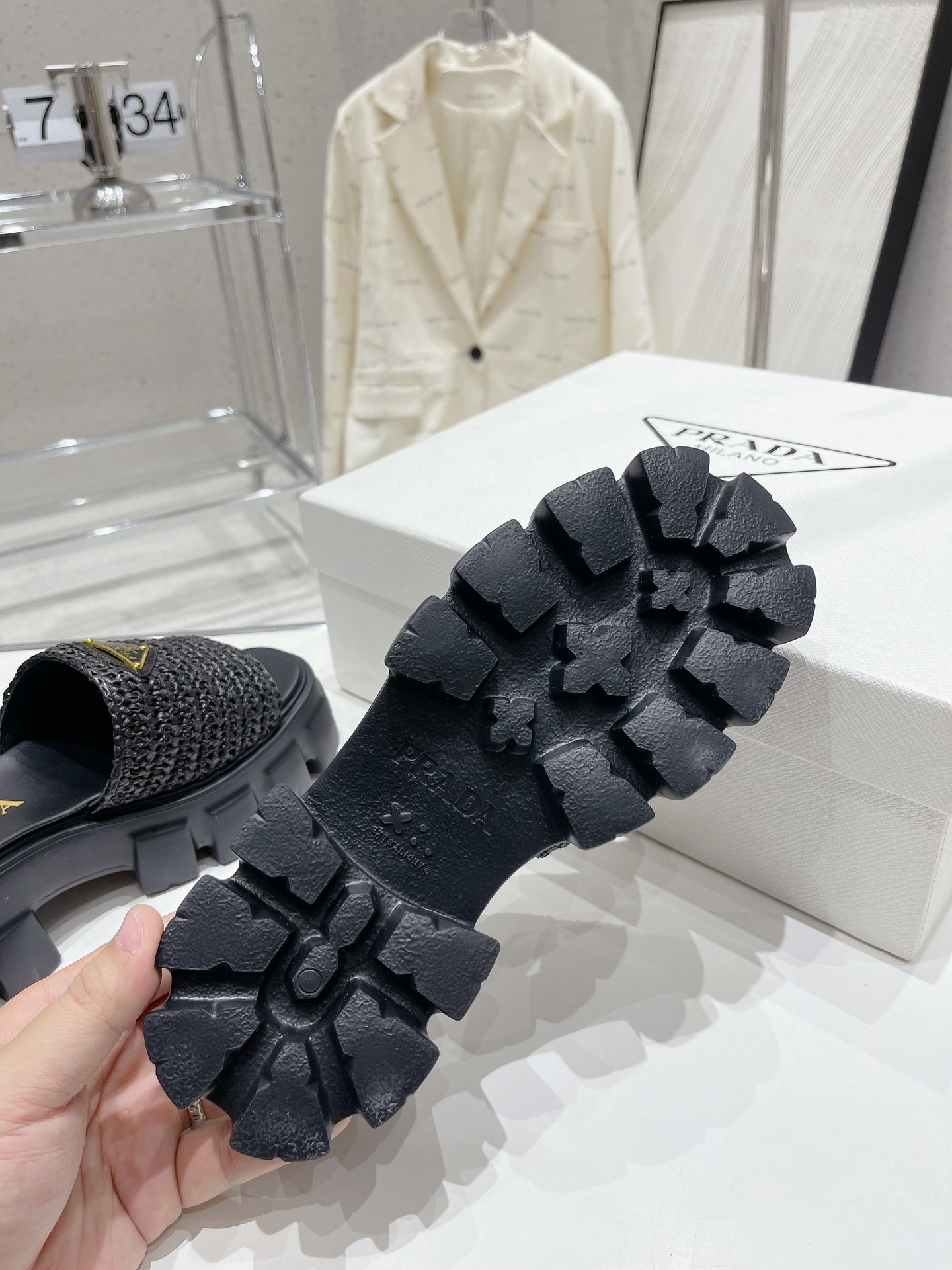 Bagsaaa Pra*a Raffia Sandals Black 