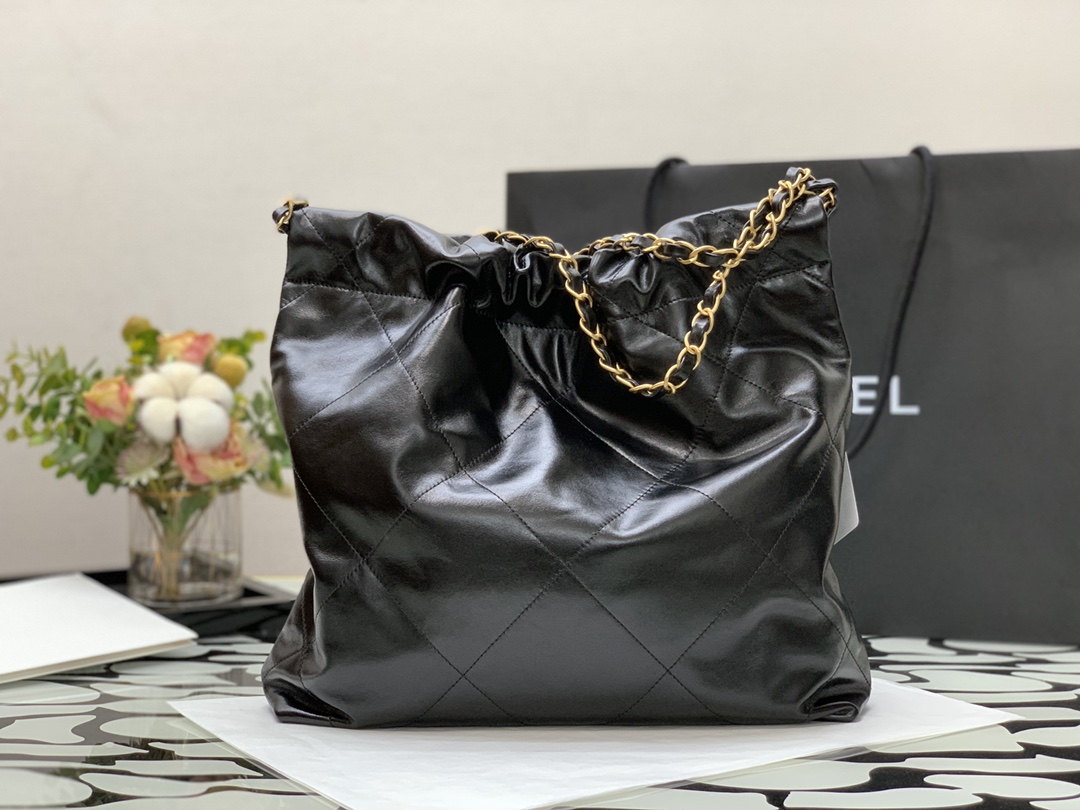 Bagsaaa Ch**el 22 small tote bag black gold hardware