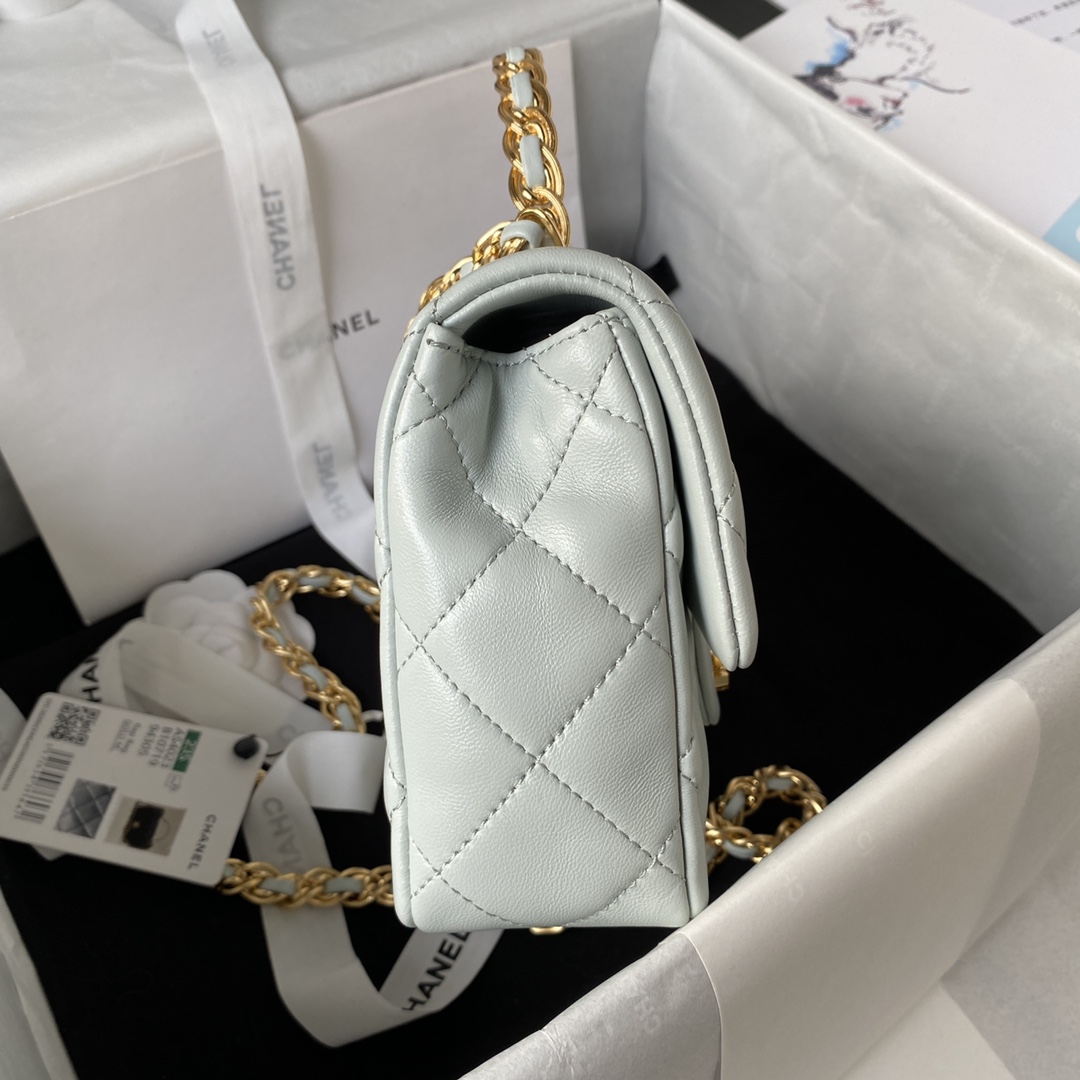 Bagsaaa Ch**el Flap Bag Gold Top Handle - 13X21X8cm