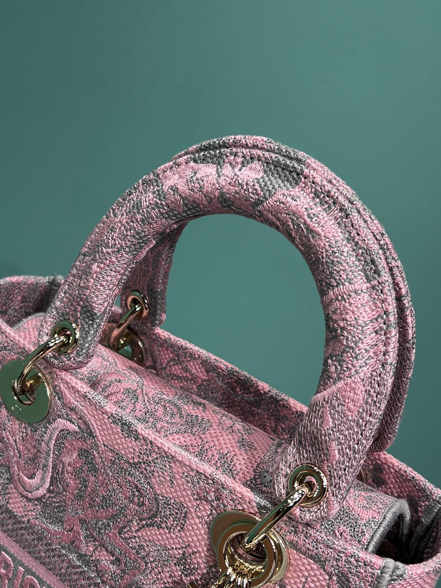 Bagsaaa Lady D10r Pink Toile de Jouy Embroidery - 24cm