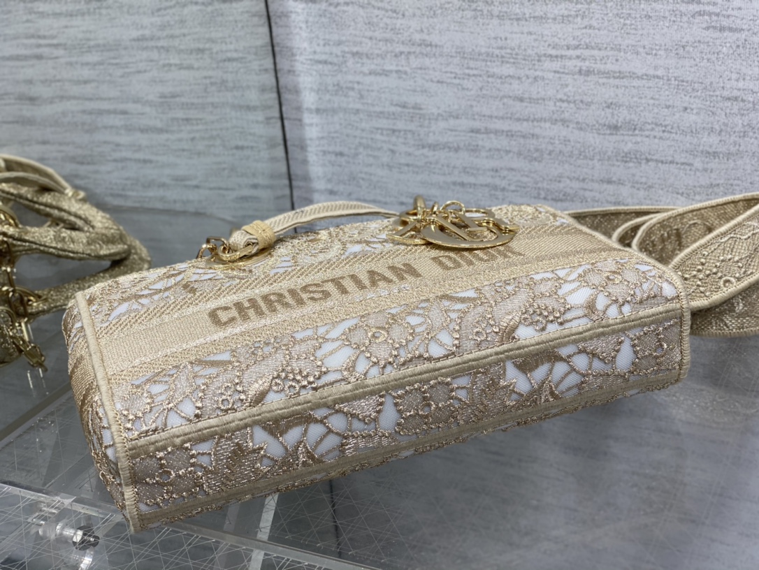 Bagsaaa D10r Lady D-Joy Gold D-Lace Embroidery with Macramé Effect - 26 *13.5 *5cm