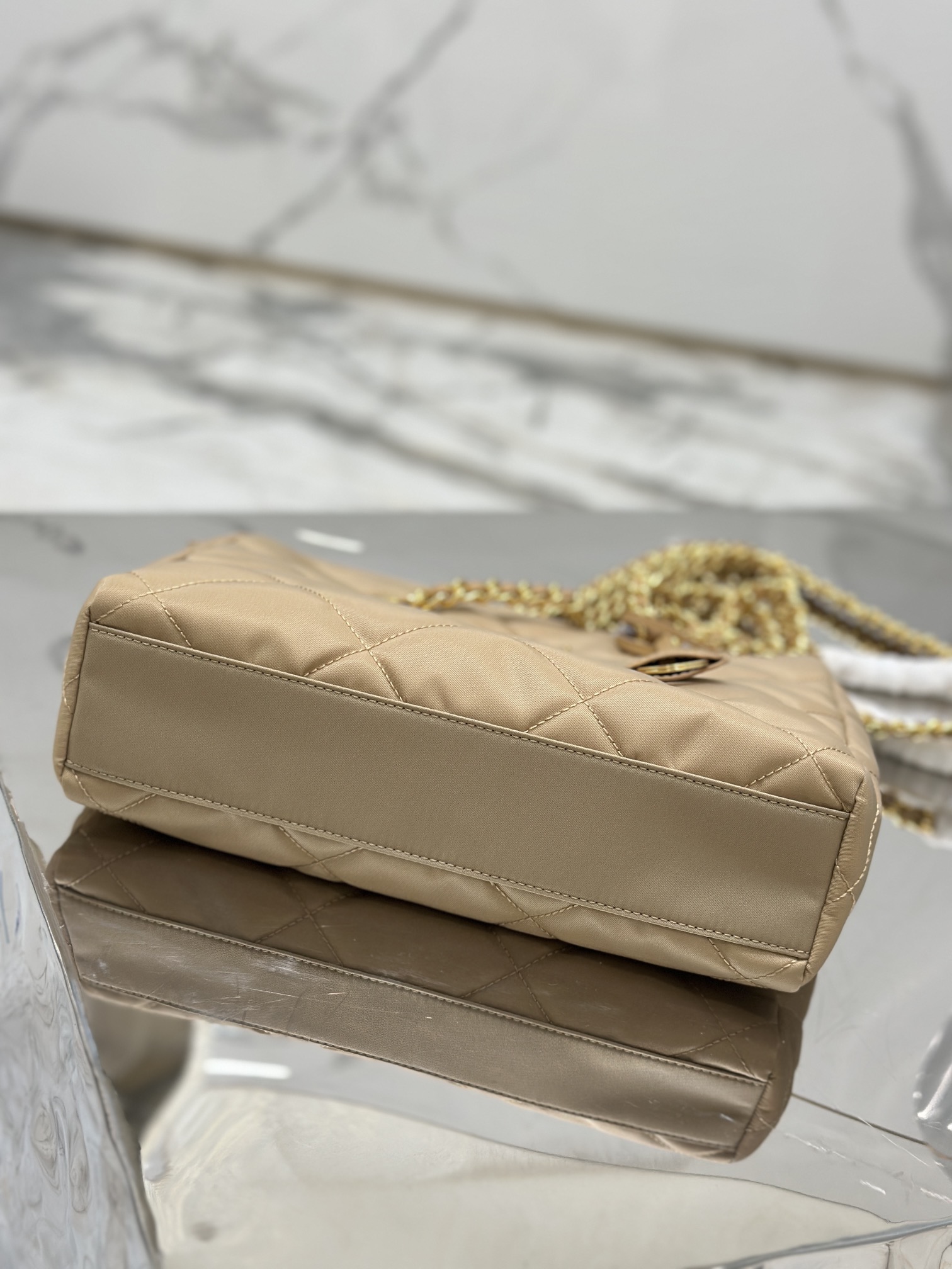 Bagsaaa Pra*a Re-Nylon tote beige bag - 25x19x7cm