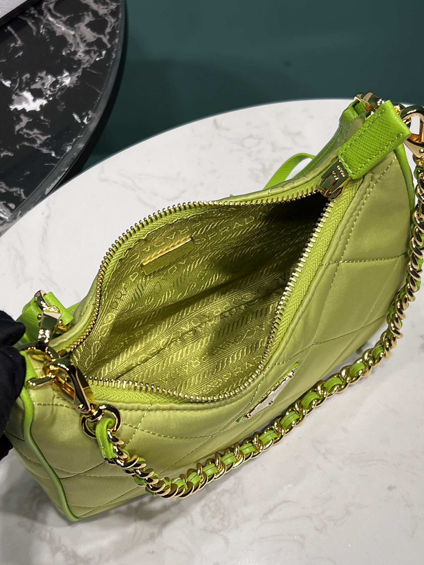 Bagsaaa Pra*a Re-Nylon mini-bag green - 22x18x6cm