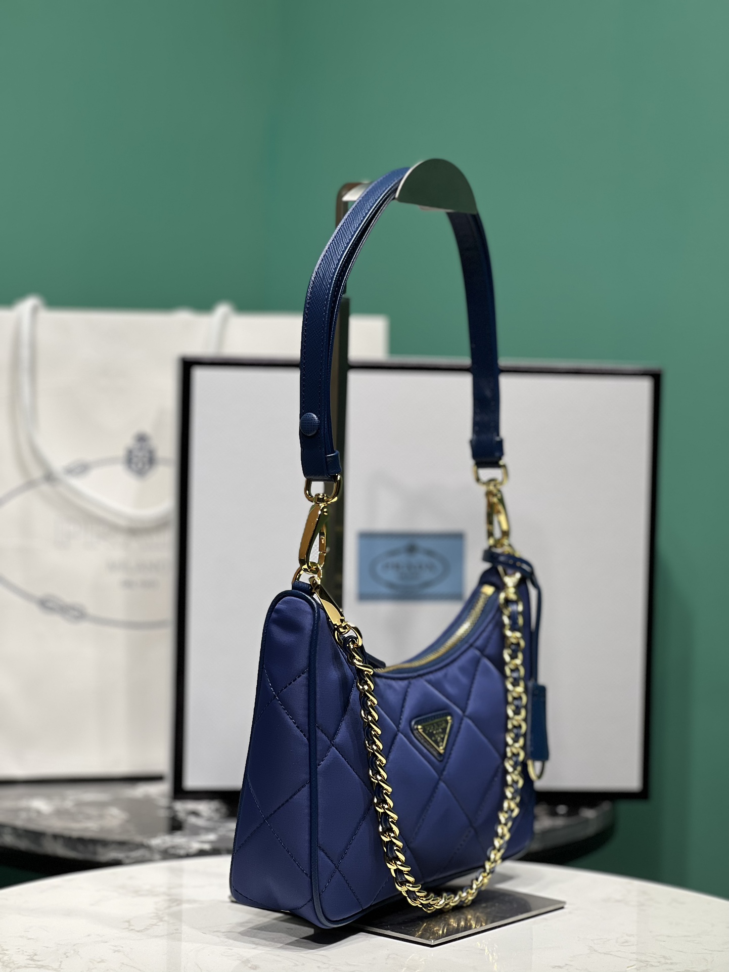Bagsaaa Pra*a Re-Nylon mini-bag Dark Blue - 22x18x6cm