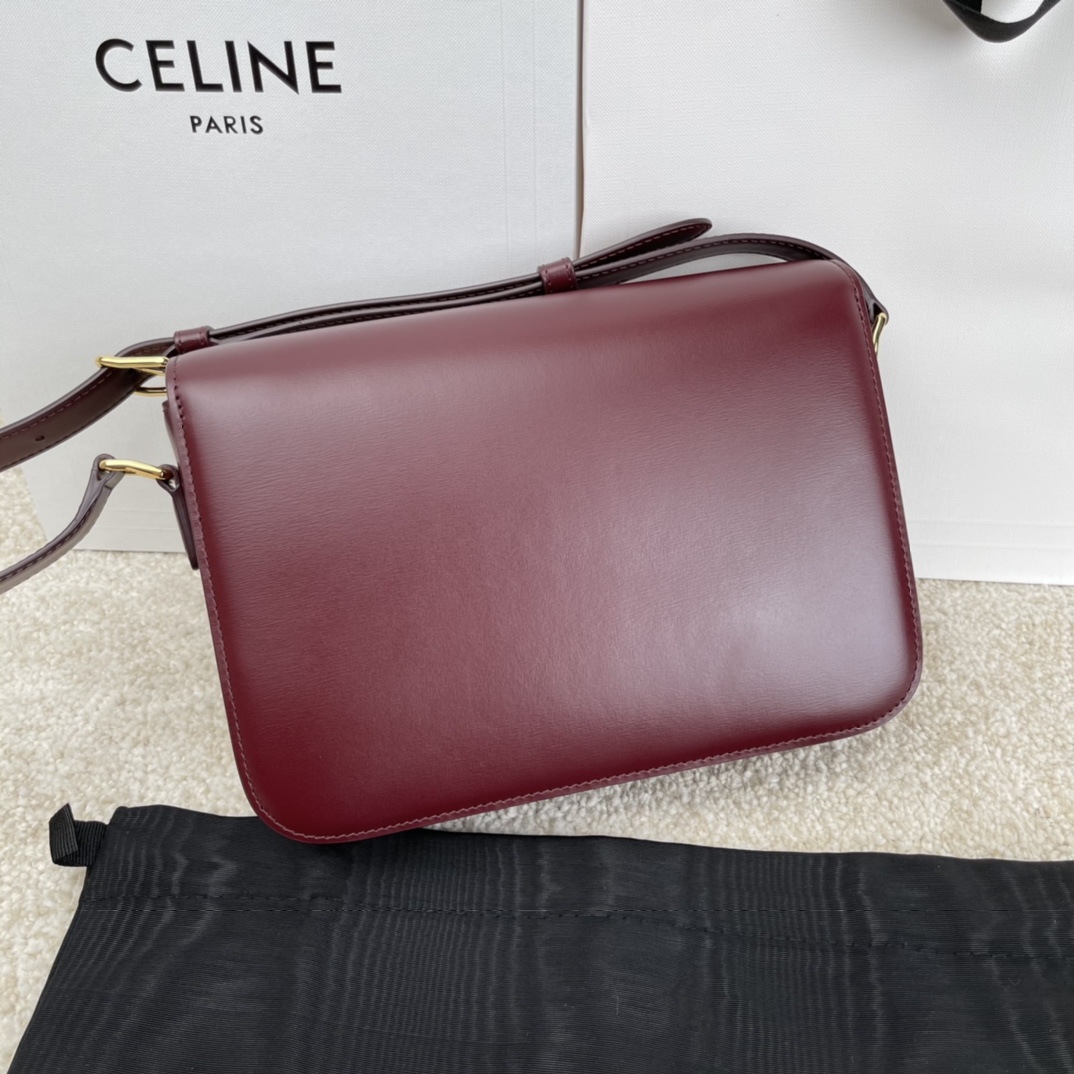 Bagsaaa Ce1i*e Classique Triomphe In shiny Calfskin Leather Burgundy - 22.5 X 16.5 X 7.5 cm