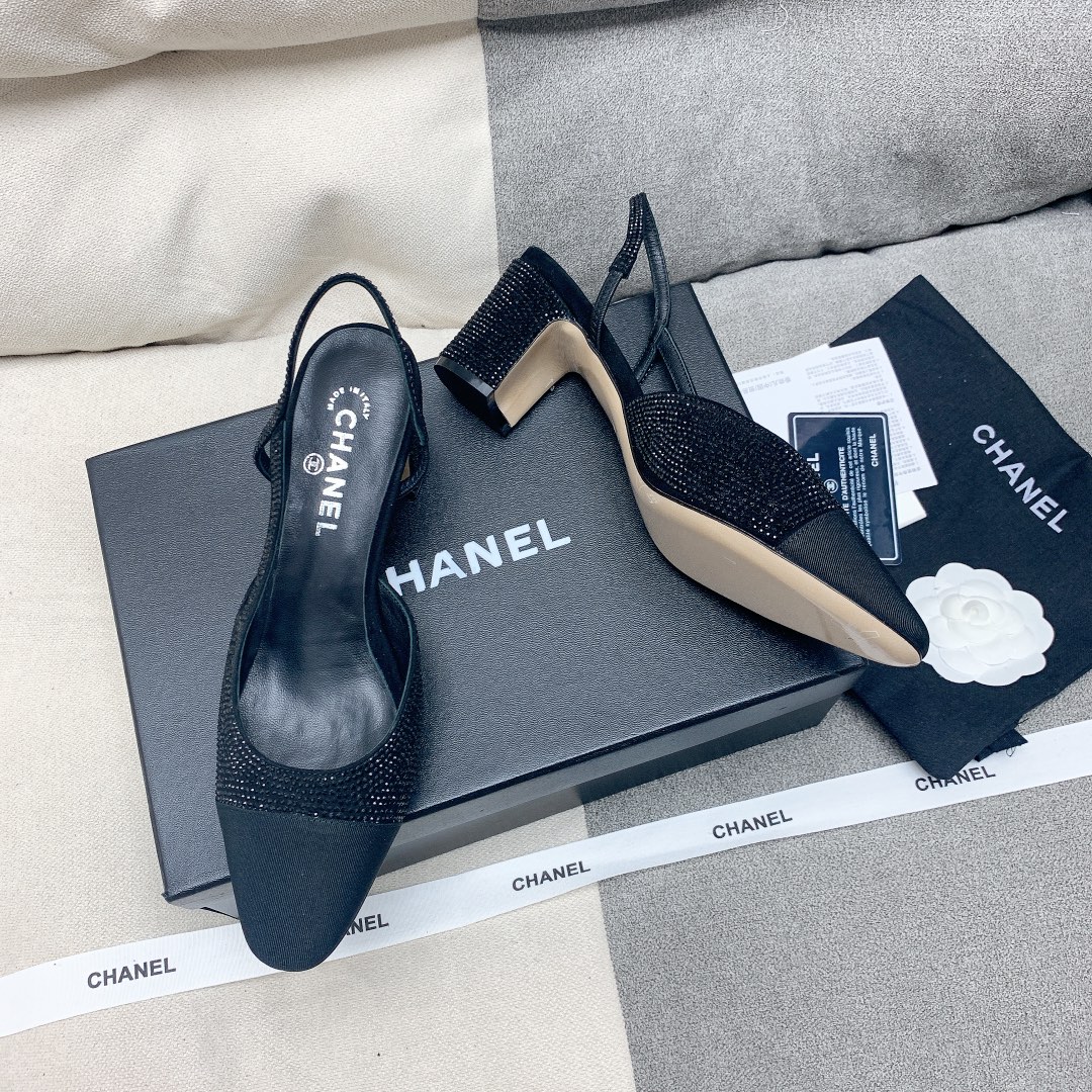 Bagsaaa Ch**el Mary Jane Crystal Black Shoes 6.5 cm