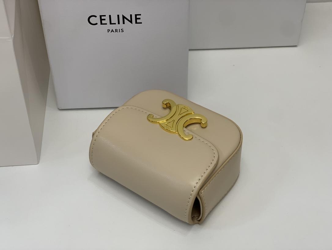 Bagsaaa Ce1i*e Mini Triomphe Beige Bag - 11x8x4cm