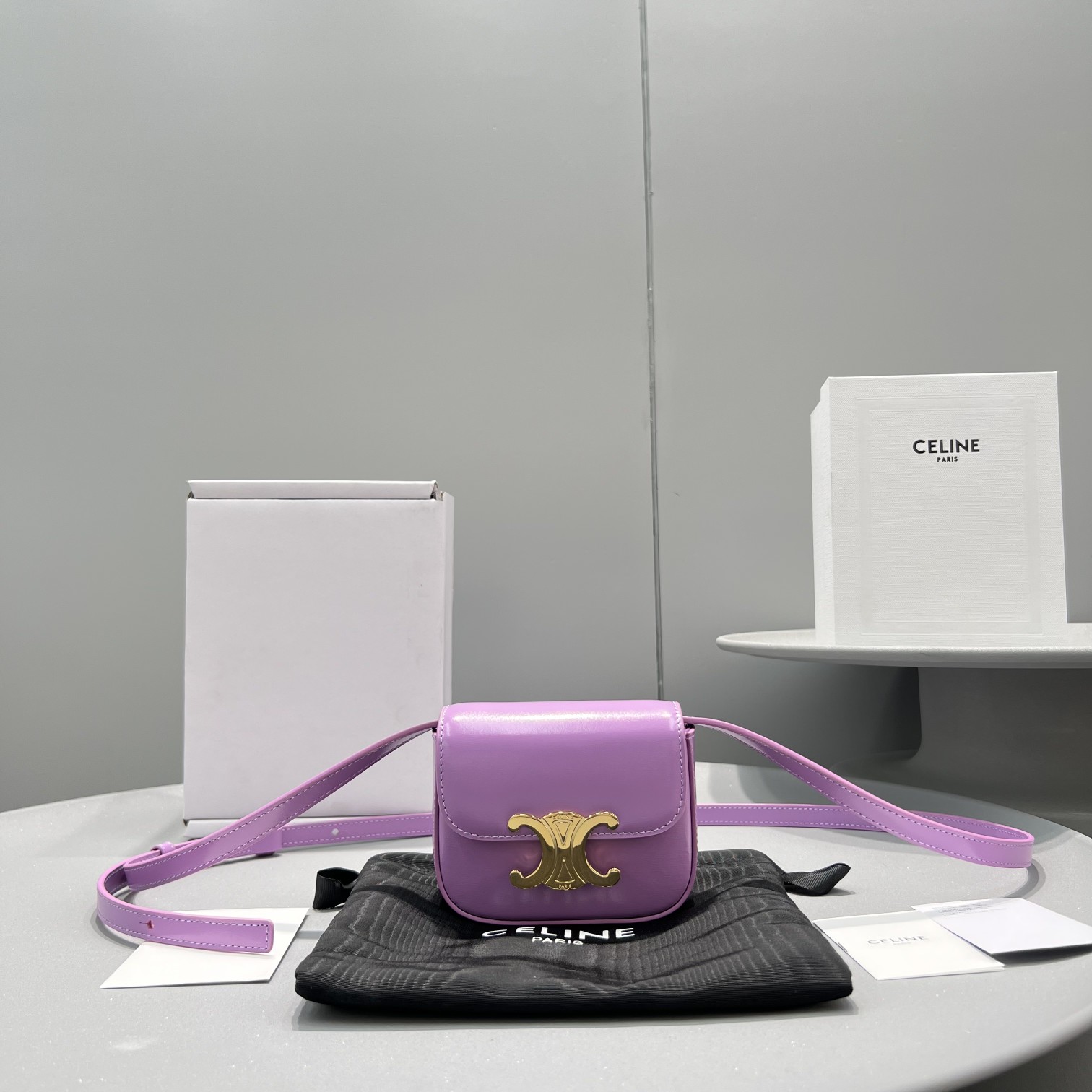 Bagsaaa Ce1i*e Mini Triomphe Purple Bag - 11x8x4cm