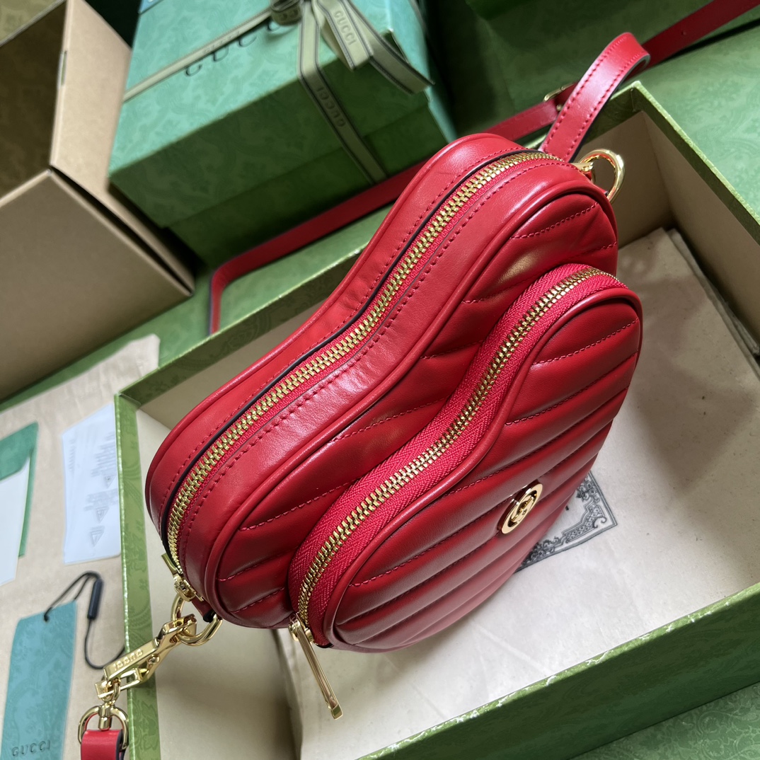 Bagsaaa Gvc*1 Interlocking G mini red heart bag - 20x17.5x6.5cm