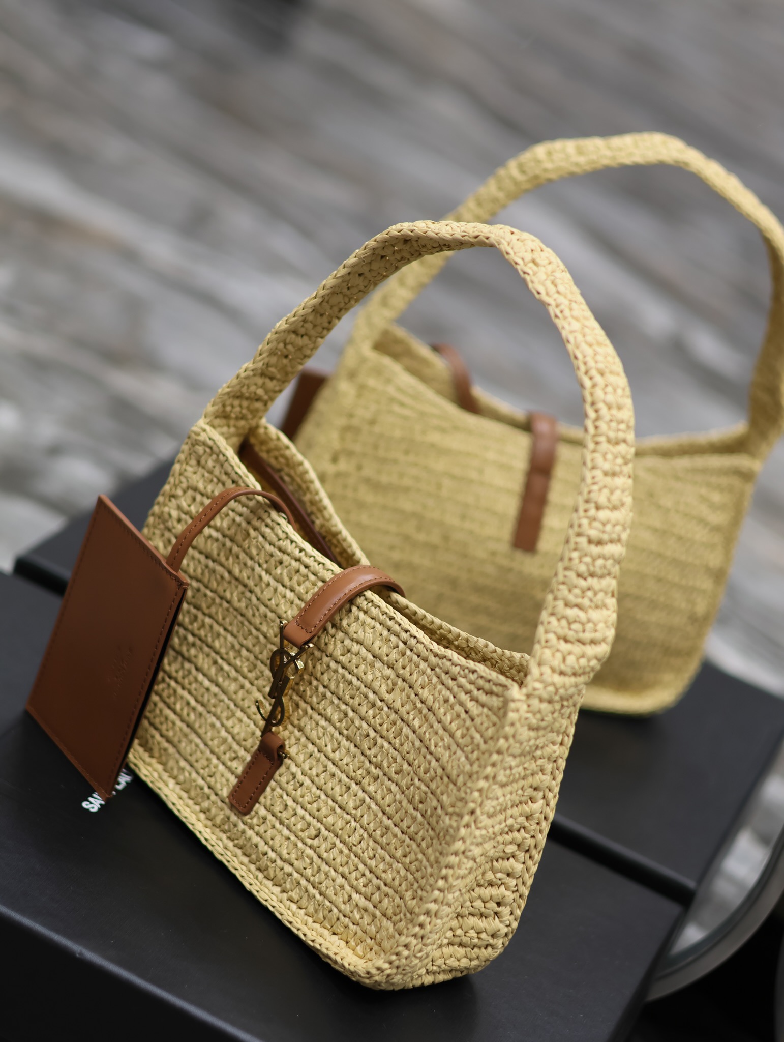 Bagsaaa Y51 Le 5 À 7 Mini In Raffia Natural Brick - 23×16×6.5cm