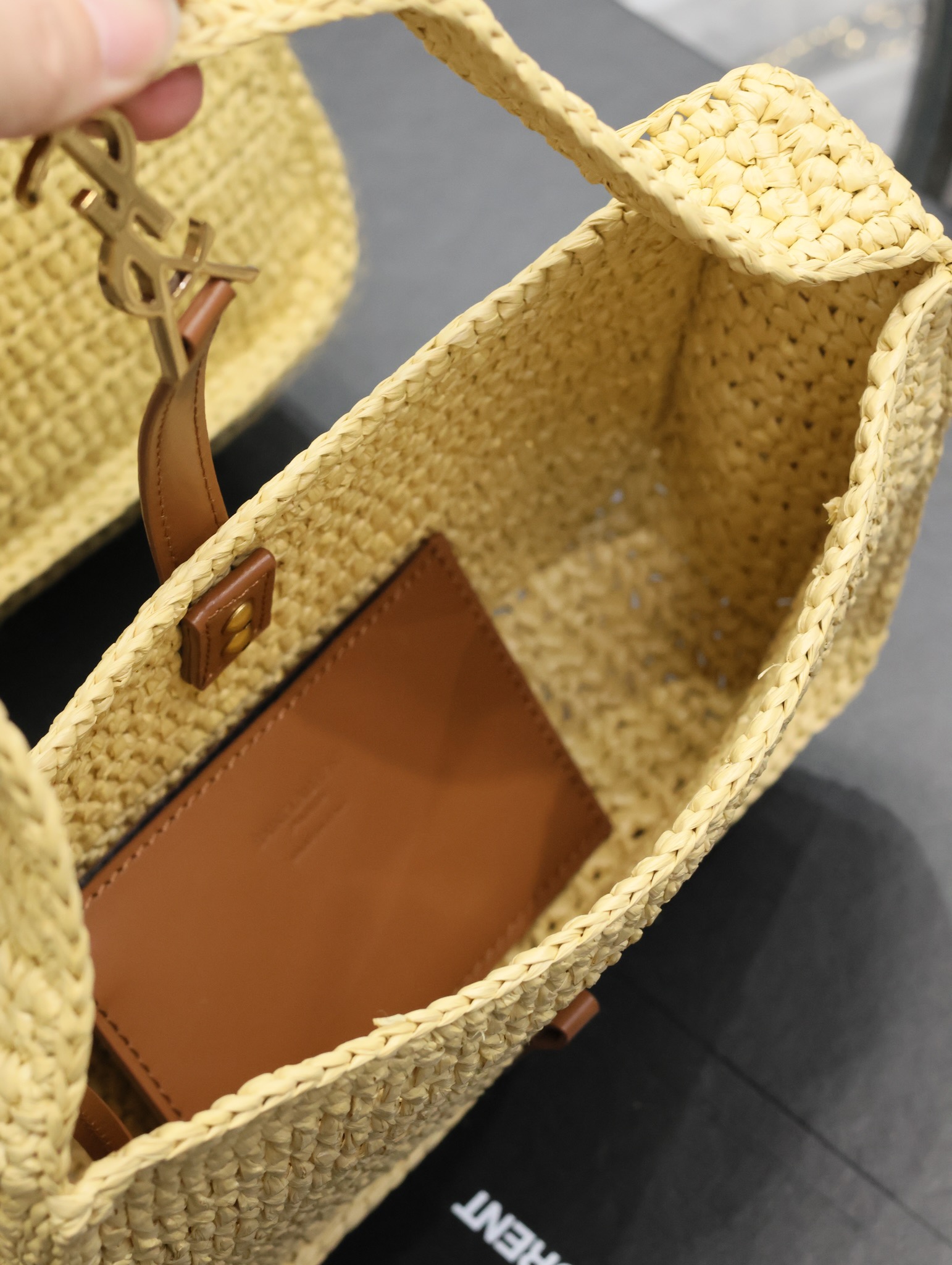 Bagsaaa Y51 Le 5 À 7 Mini In Raffia Natural Brick - 23×16×6.5cm