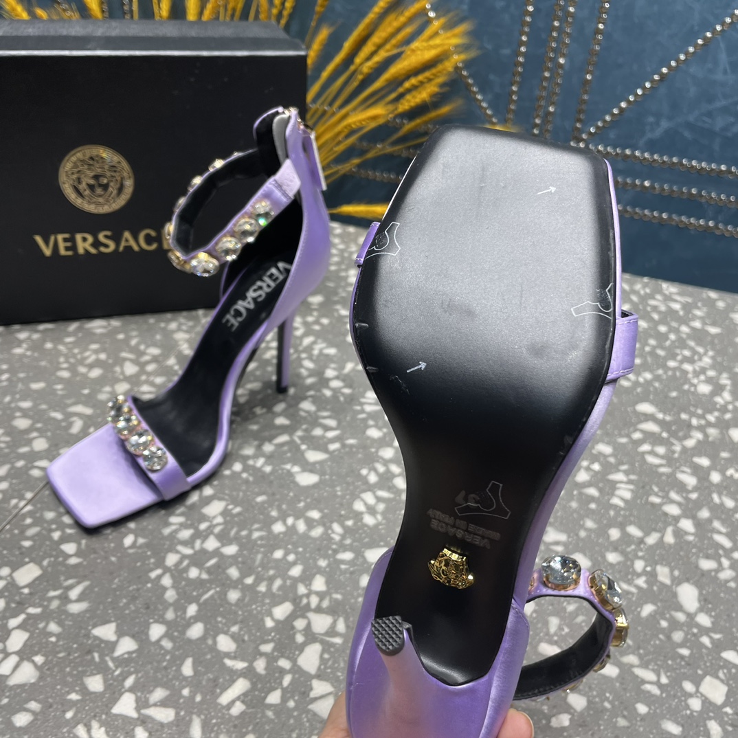 Bagsaaa Versace Crystal High Heel Sandals In Light Pink
