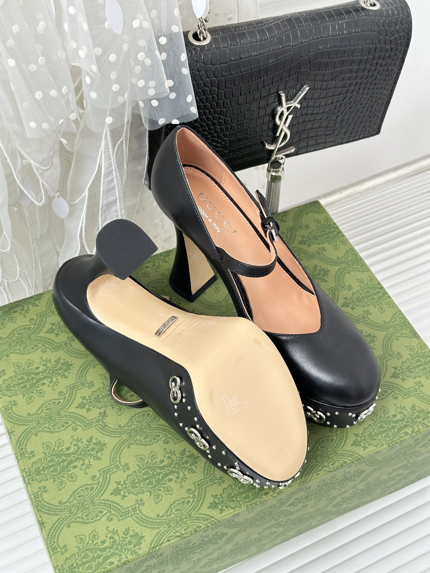 Bagsaaa Gvc*1 Black Janaya Leather Platform Court 