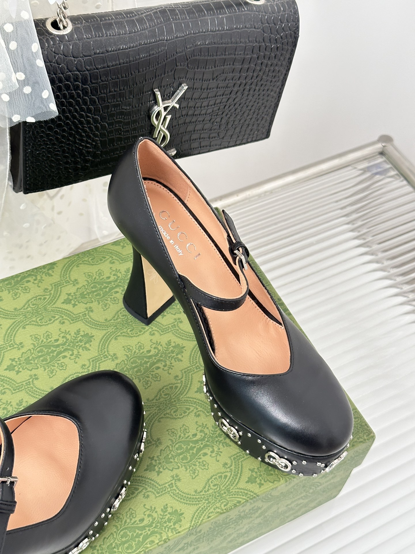 Bagsaaa Gvc*1 Black Janaya Leather Platform Court 