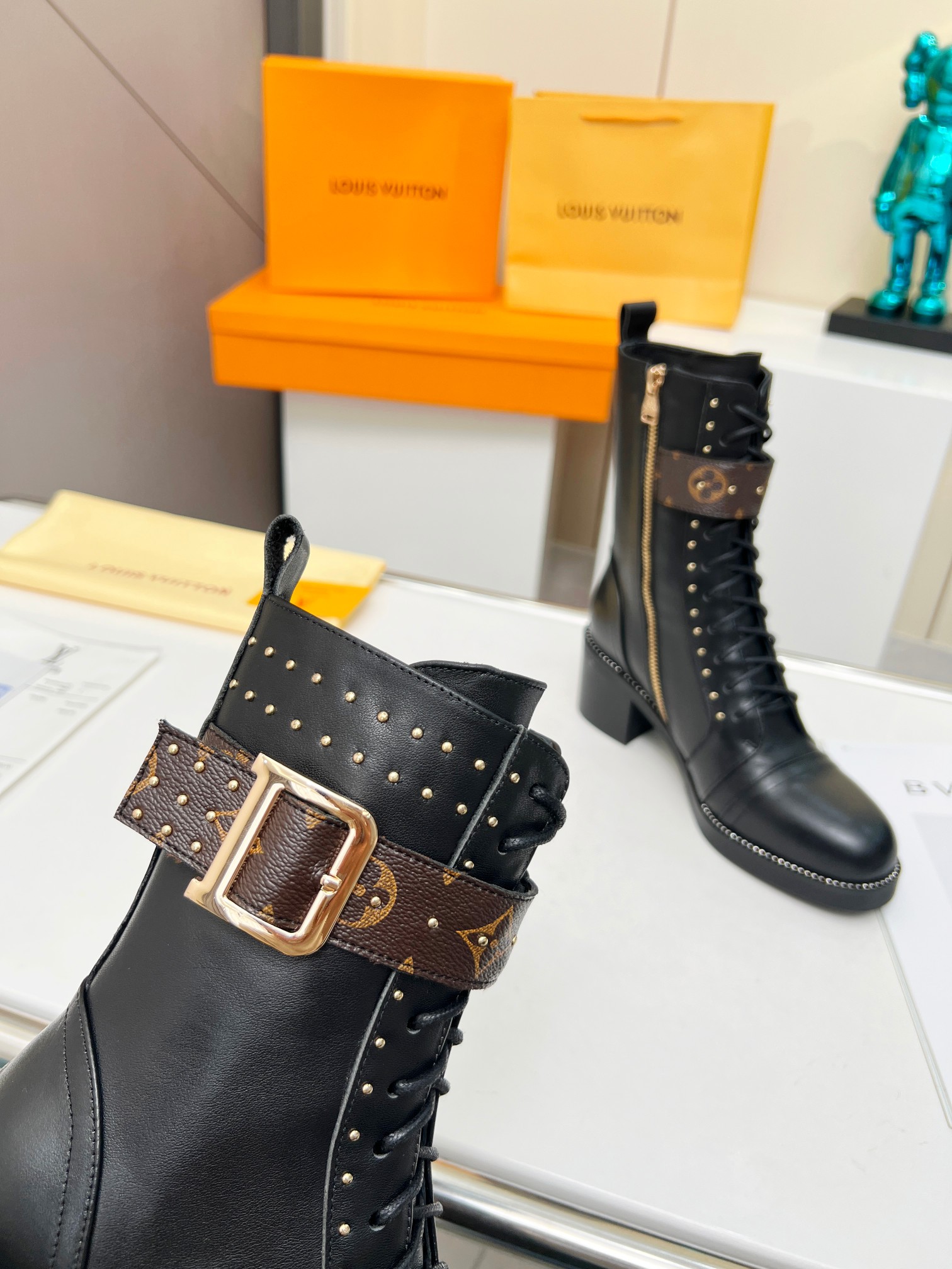 Bagsaaa L0vis Vvtt0n Wonderland Black Ranger Long Boots