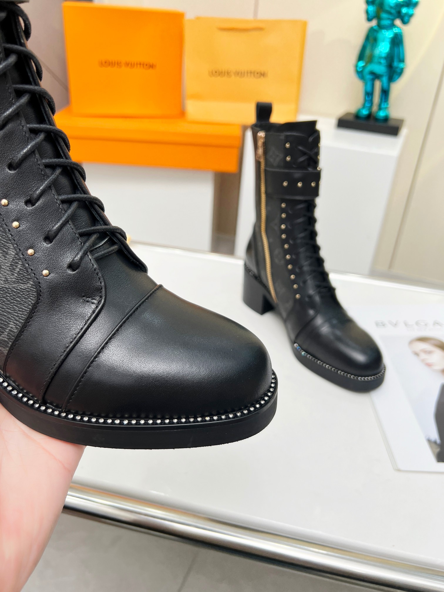 Bagsaaa L0vis Vvtt0n Wonderland Black Monogram Ranger Long Boots