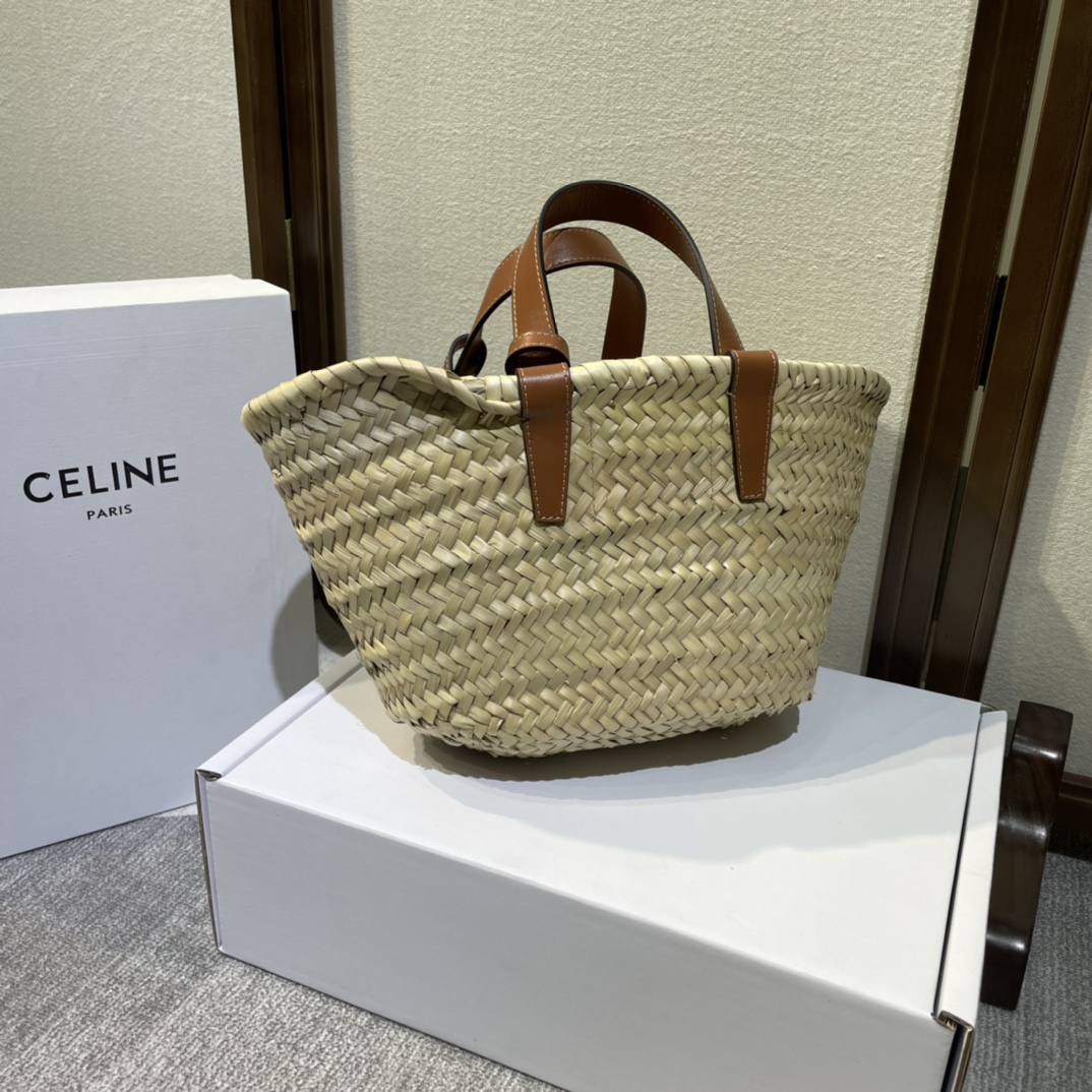 Bagsaaa Ce1i*e Triomphe Raffia Tote In Brown 