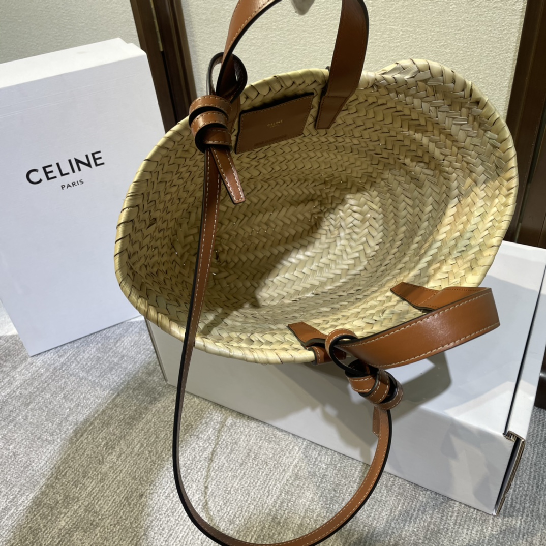 Bagsaaa Ce1i*e Triomphe Raffia Tote In Brown 