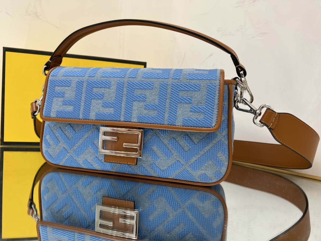 Bagsaaa F**di Baguette Brown and Blue - 27*6*15cm