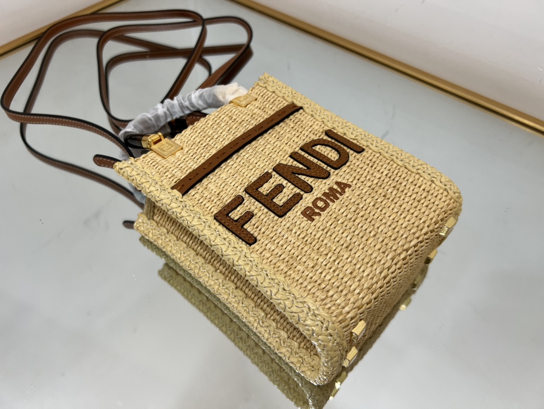 Bagsaaa F**di Sunshine Small Tote Raffia - 18*6.5*13cm