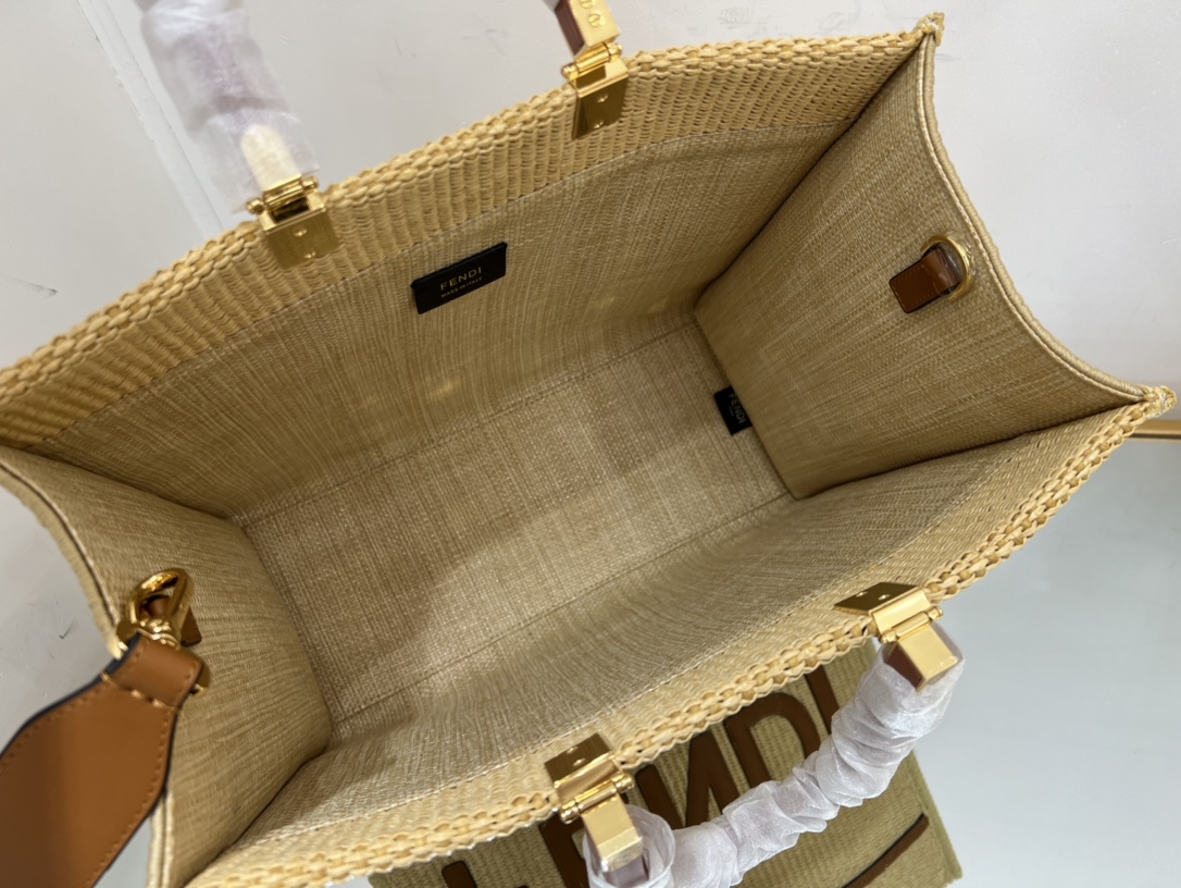Bagsaaa F**di Sunshine Medium Tote Raffia - 35*17*31cm