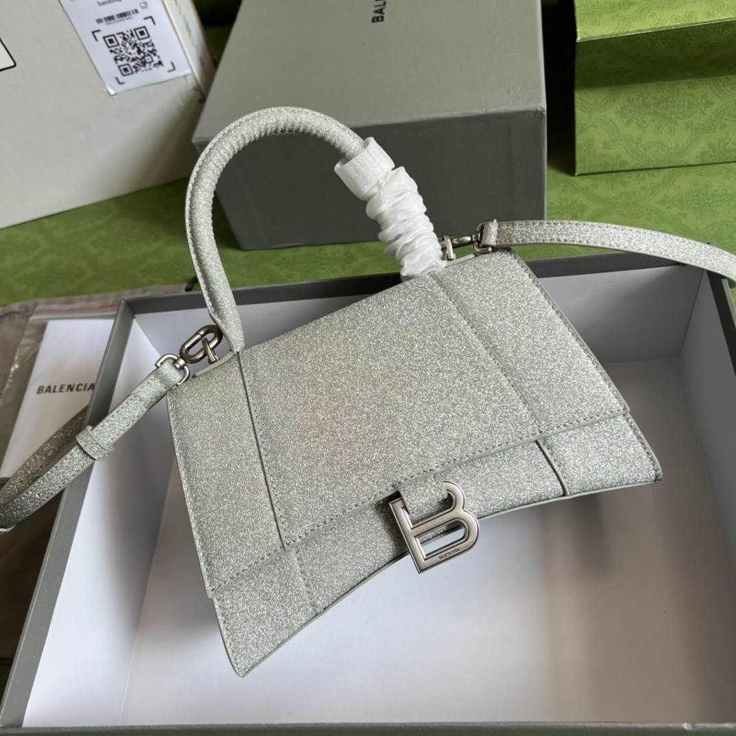 Bagsaaa Ba1en*iaga Hourglass Small Silver - 22.5*14.5*10cm